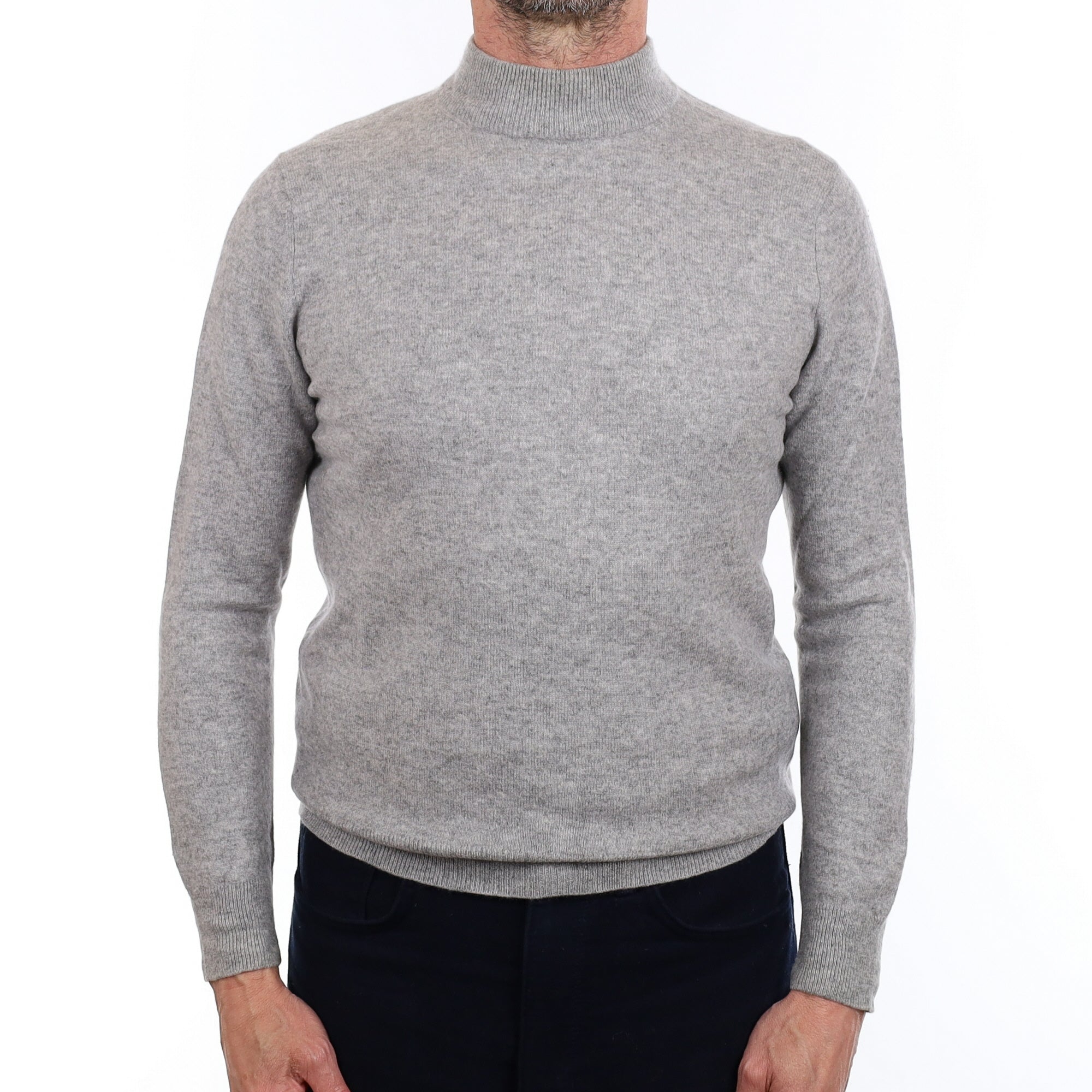 Men's smoke Grey Cashmere Turtle Neck Jumper Small