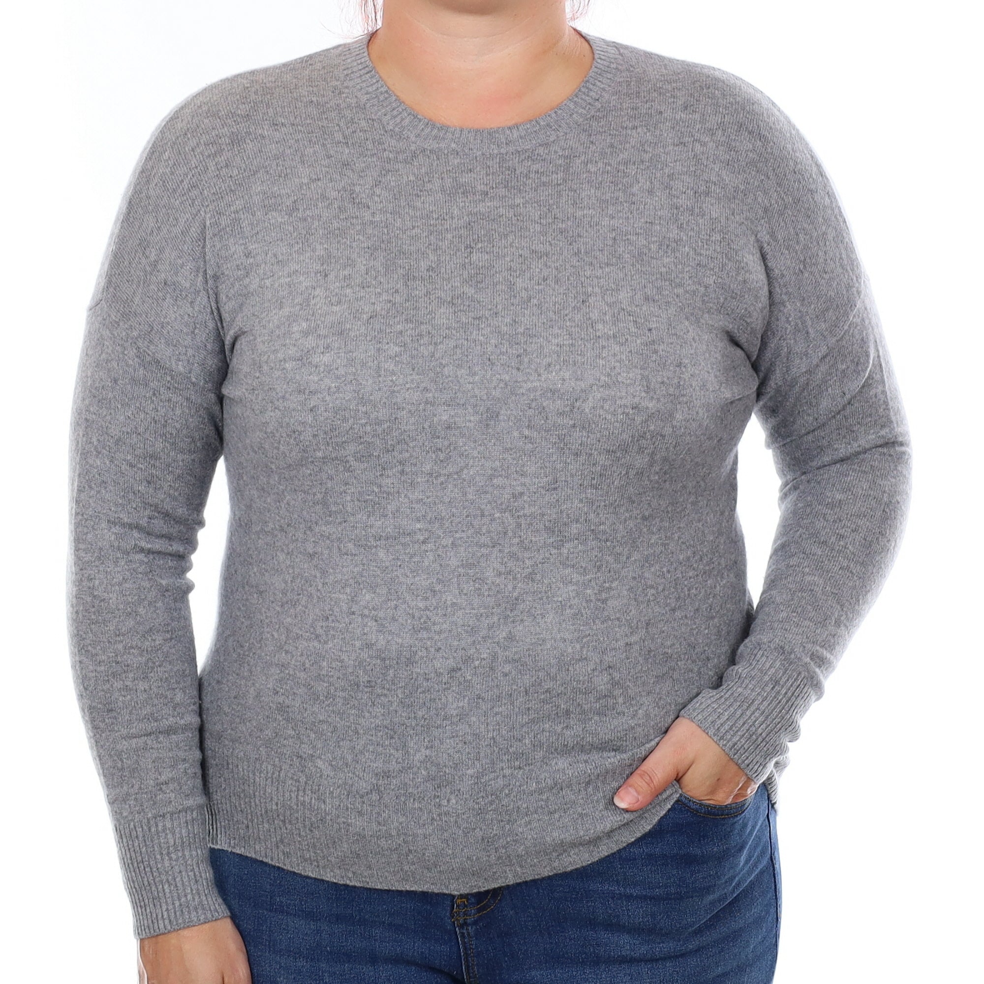 Ash Grey Cashmere Crew Neck Jumper Large
