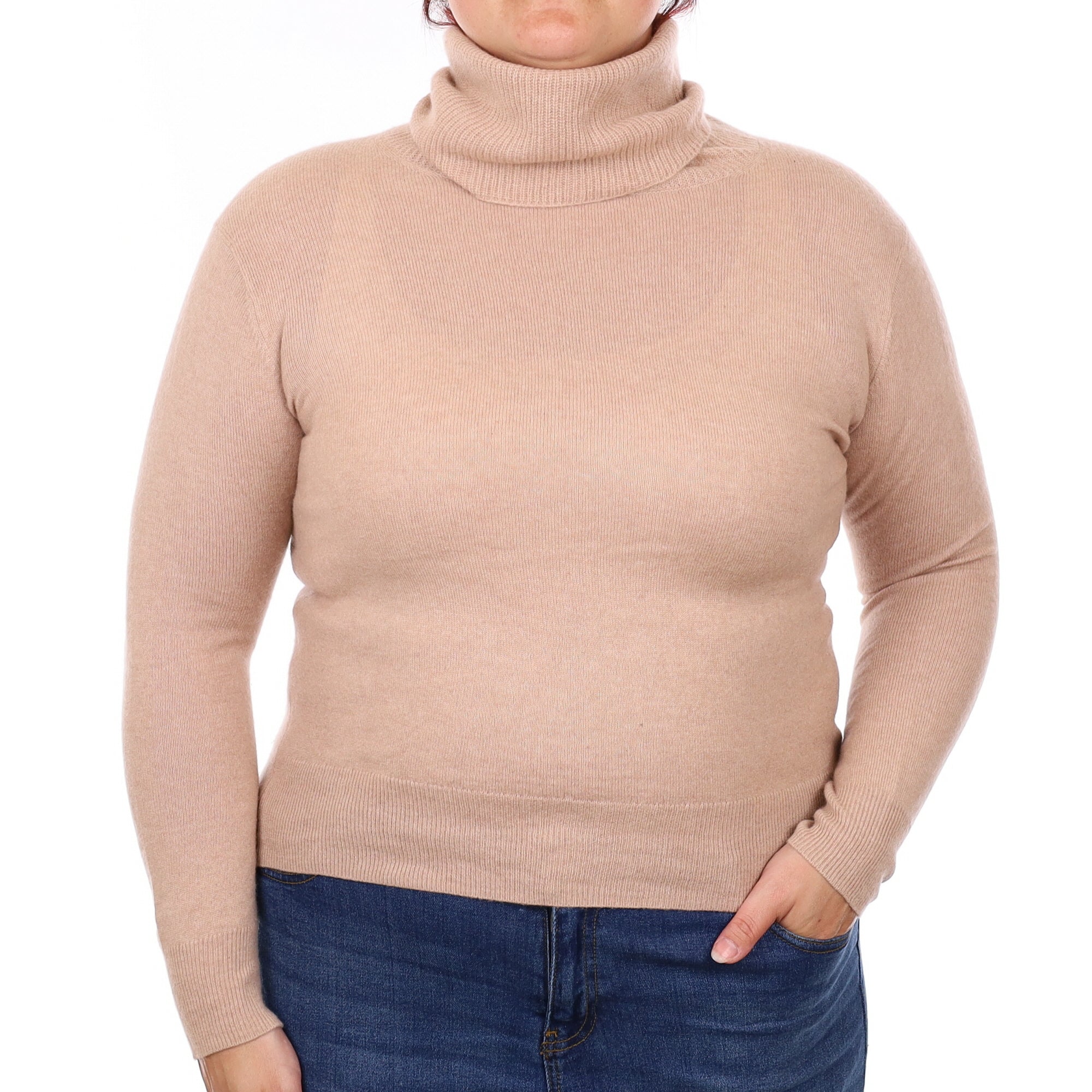 Pale Terracotta Cashmere Polo Neck Jumper Large