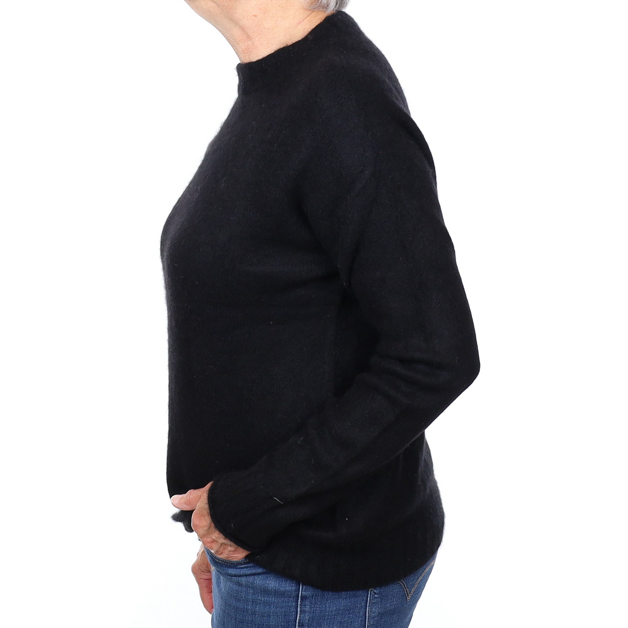 Jigsaw Black Chunky Cashmere Crew Neck Jumper Medium