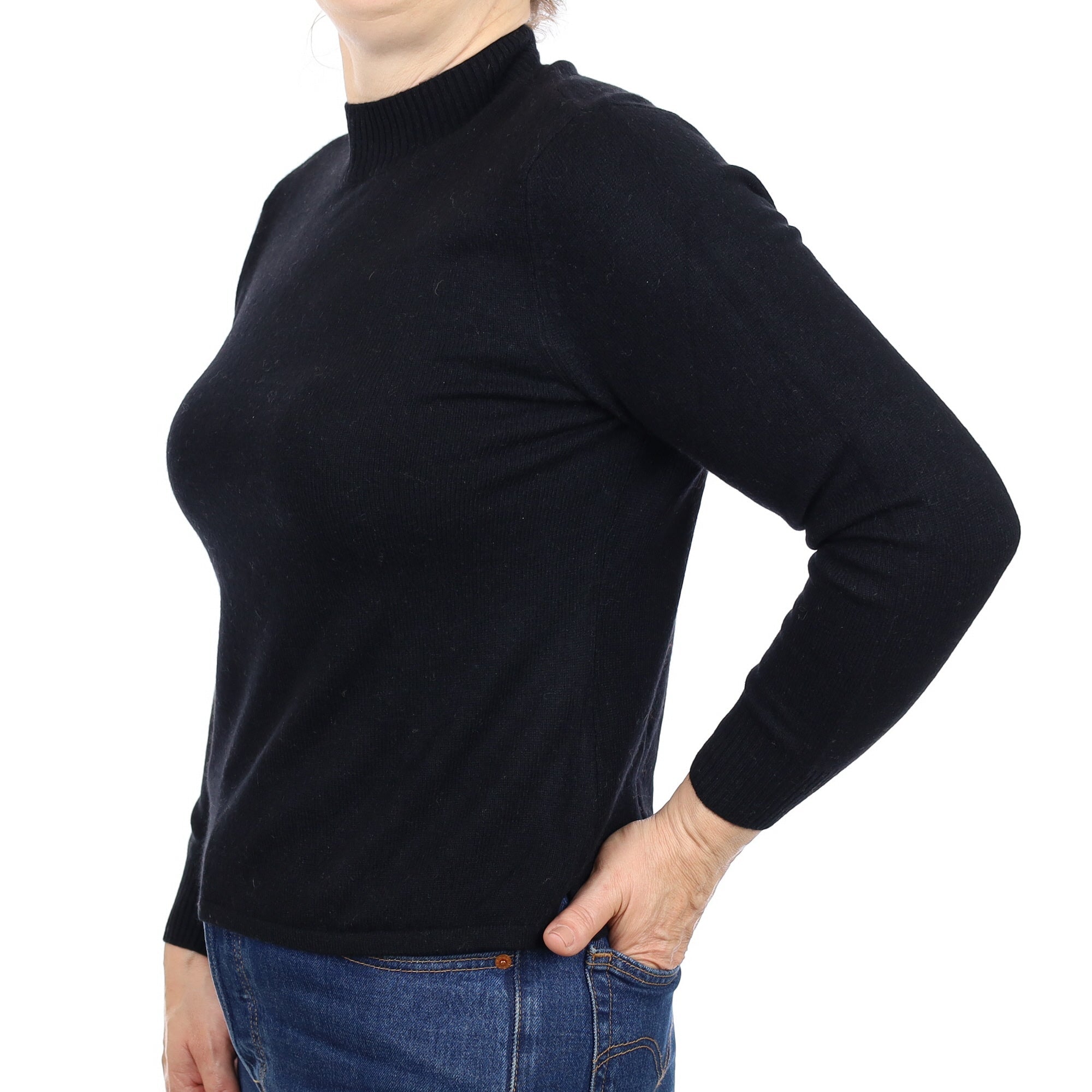 Black Cashmere Turtleneck Jumper Medium