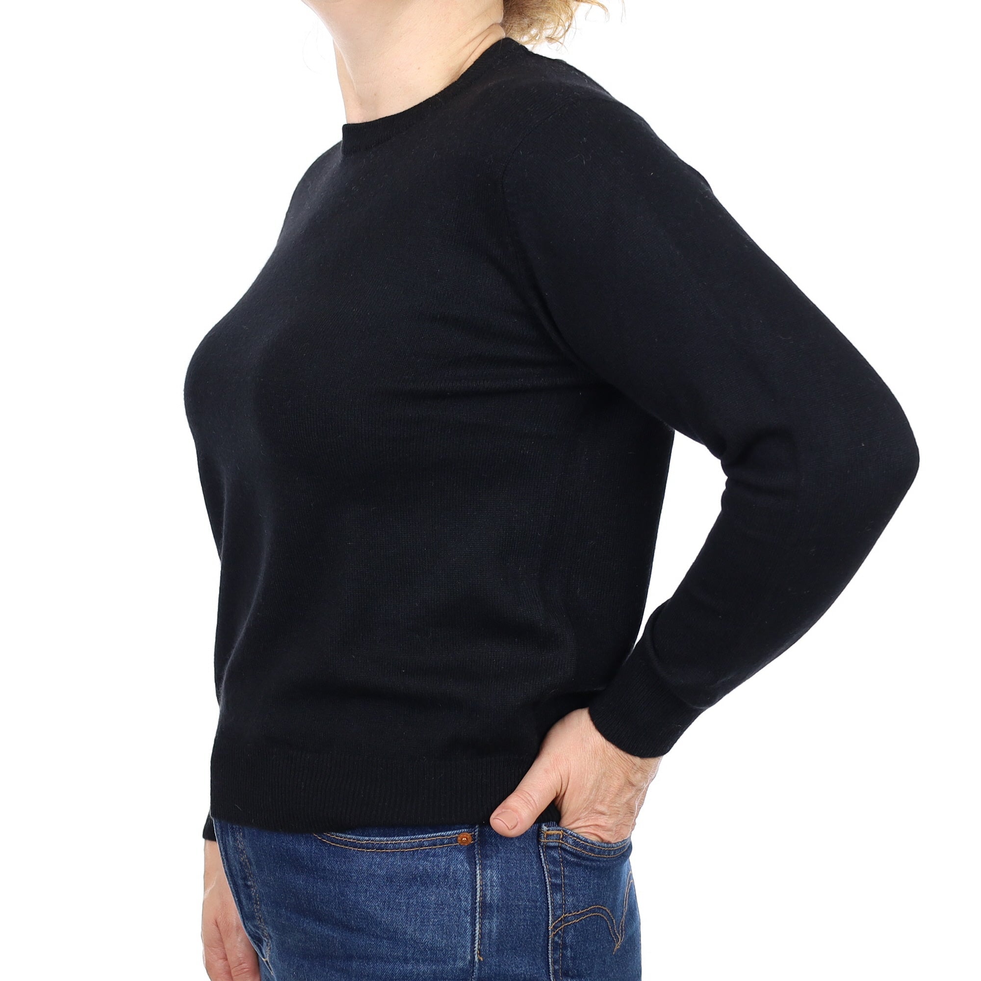 Black Cashmere Crew Neck Jumper Medium