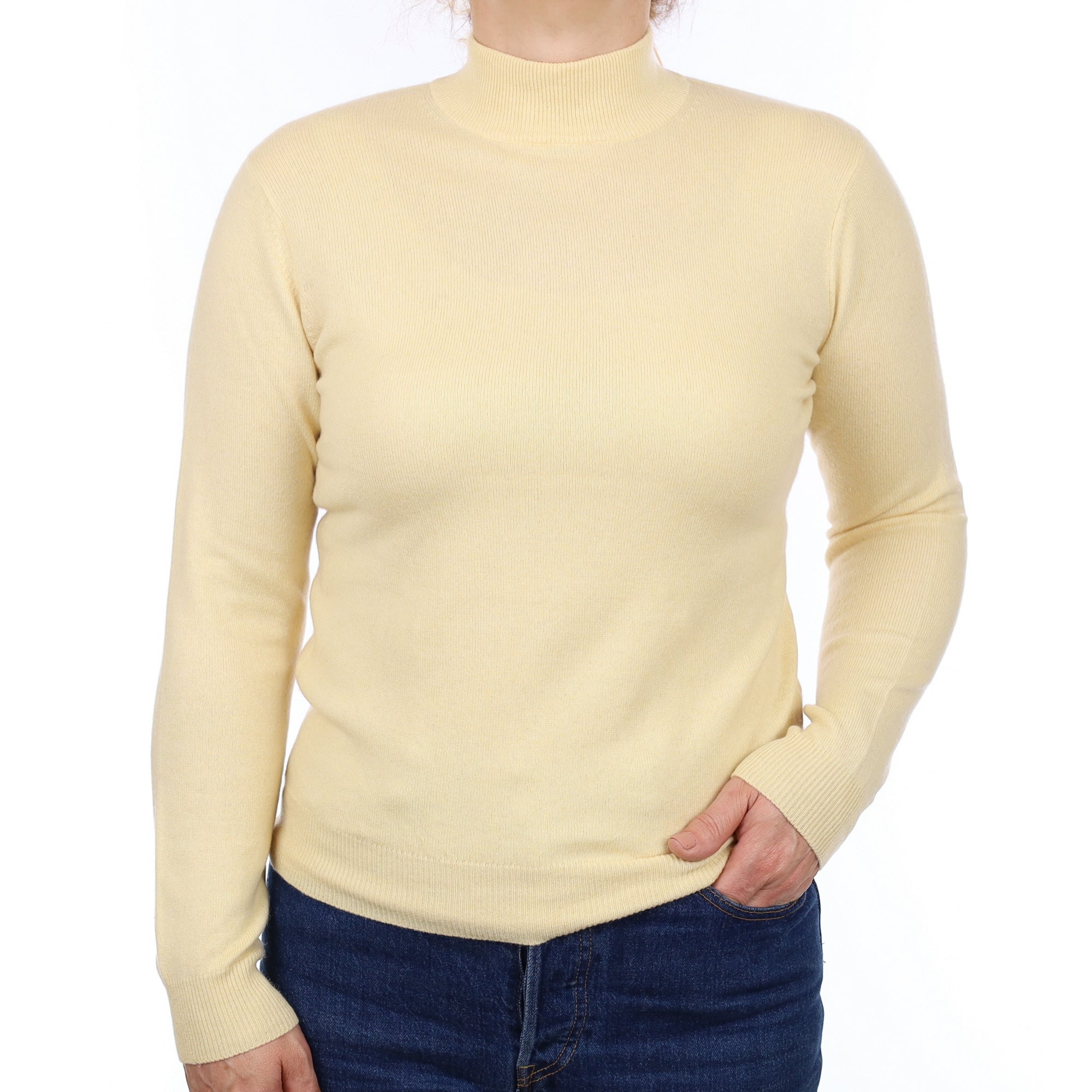 Custard Yellow Cashmere Turtleneck Jumper Medium