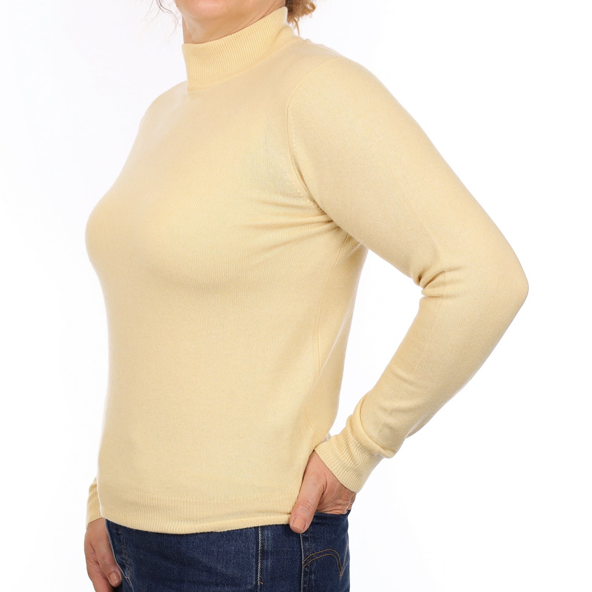 Custard Yellow Cashmere Turtleneck Jumper Medium