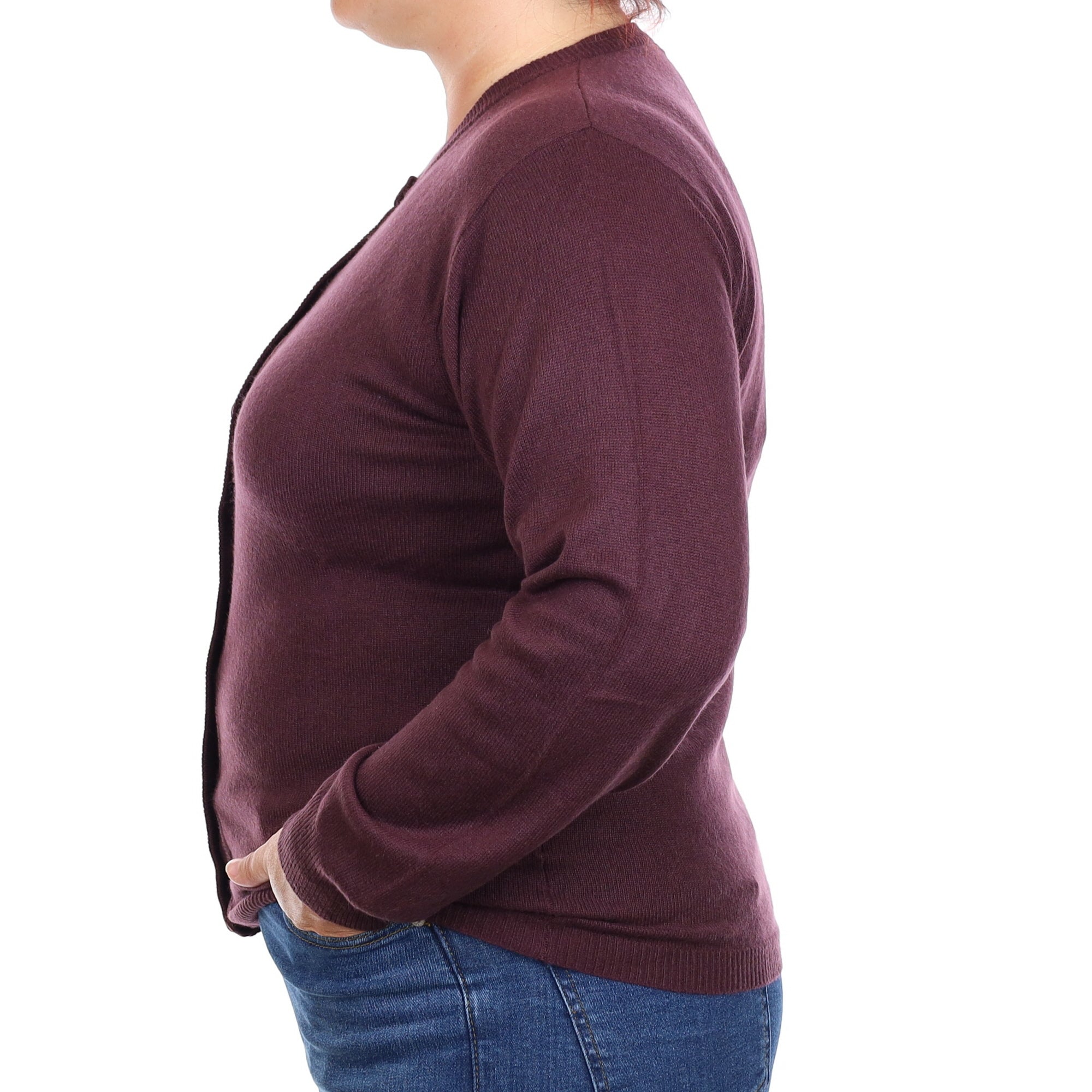 Blueberry Purple Cashmere Crew Neck Cardigan Large