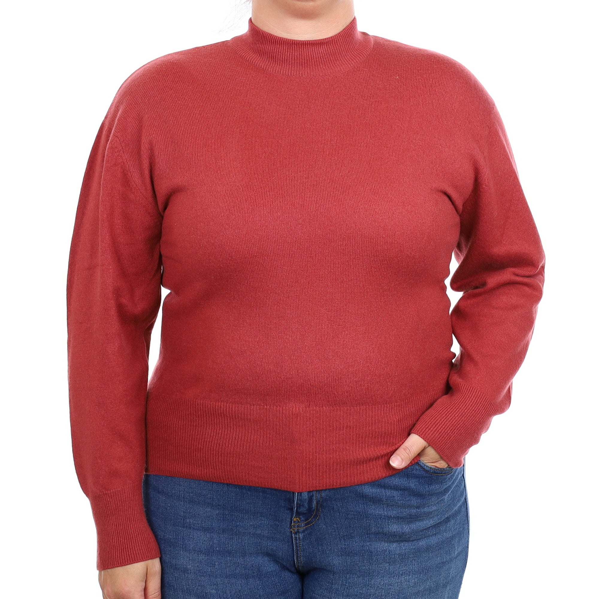 Brick Red Cashmere Turtleneck Jumper Large