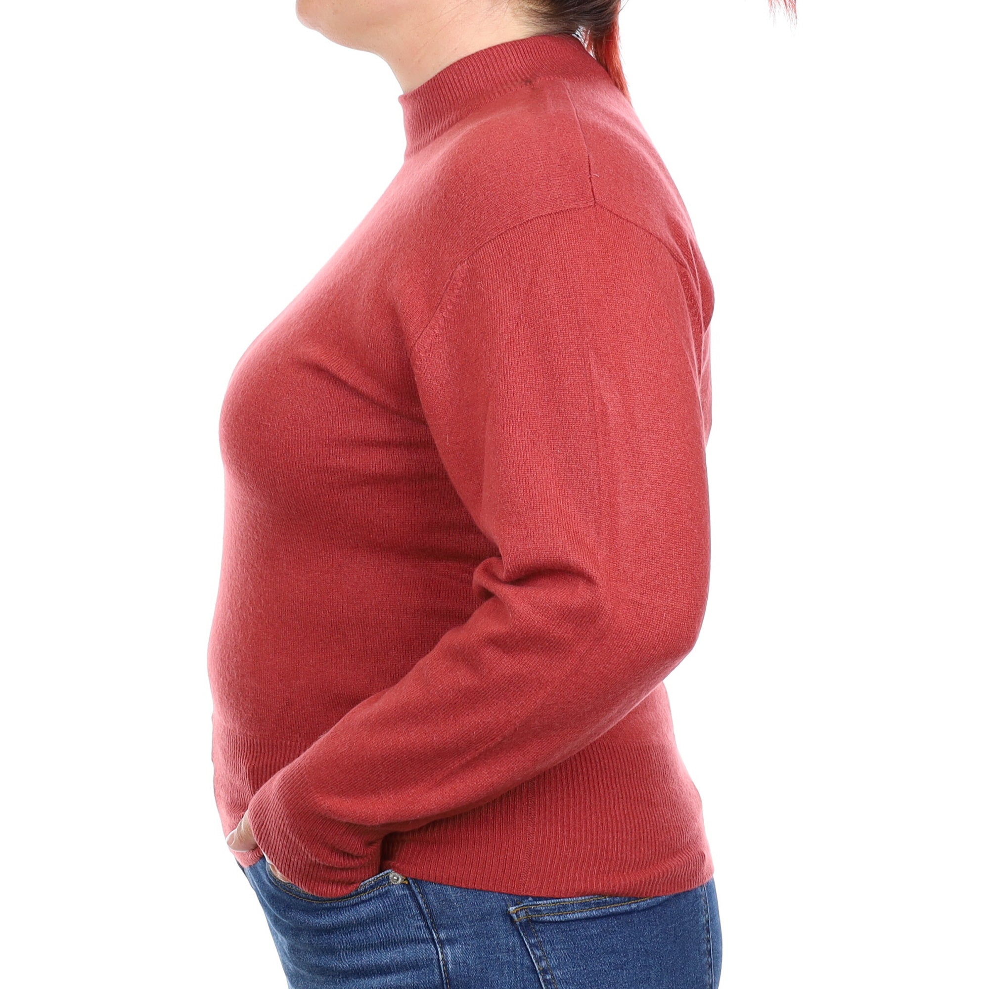 Brick Red Cashmere Turtleneck Jumper Large