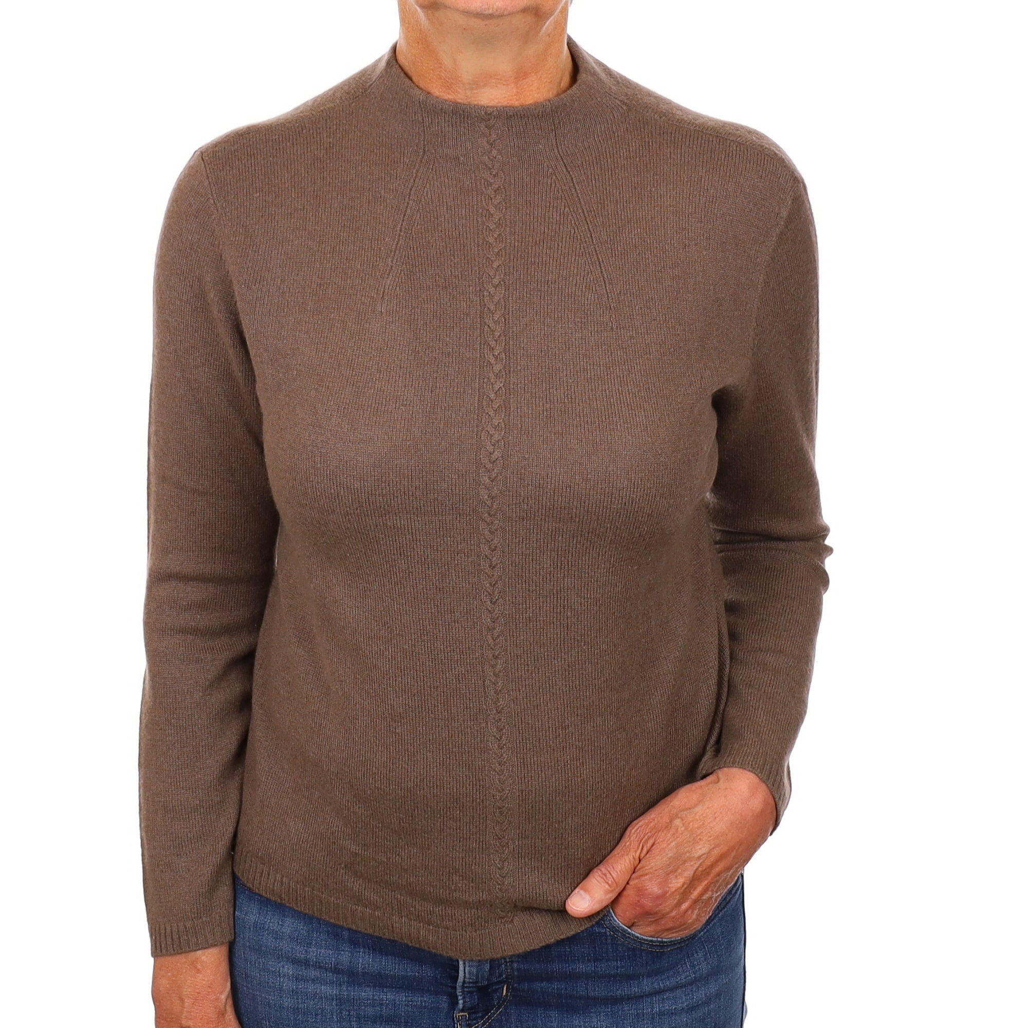 Muted Brown Cashmere Turtle Neck Jumper Medium
