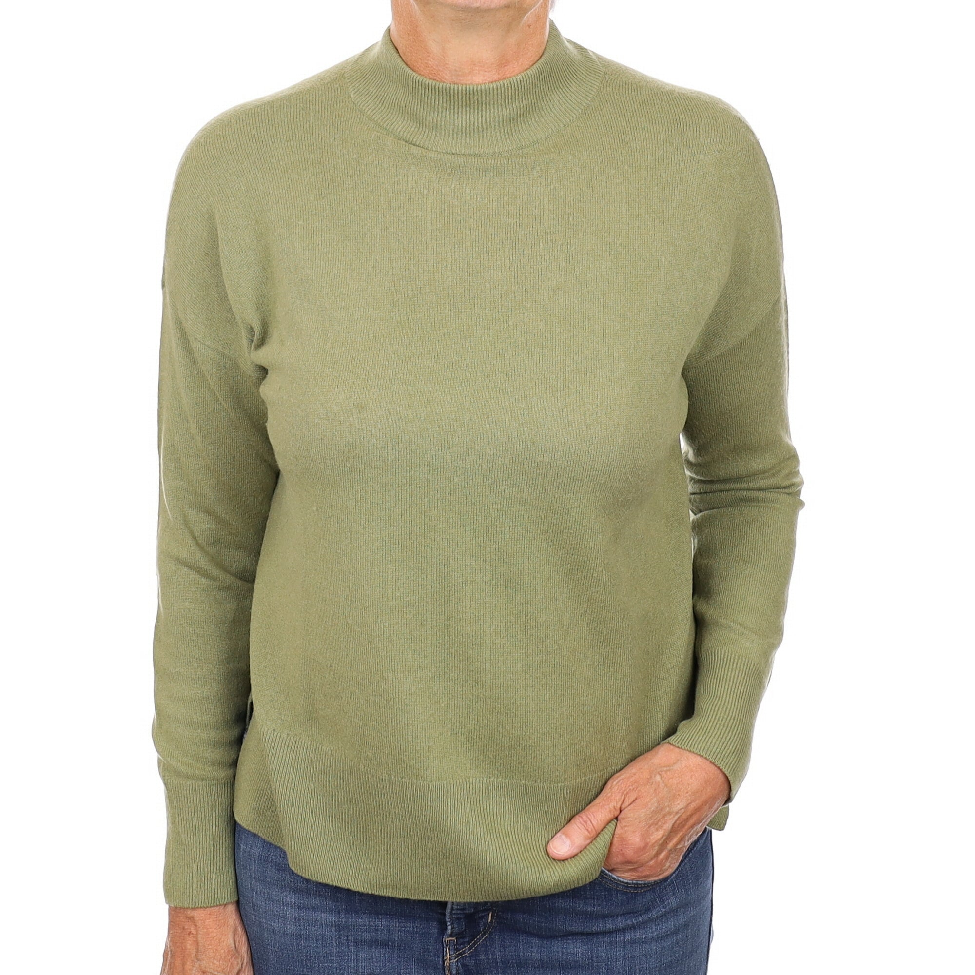 Sage Green Cashmere Turtle Neck Jumper Medium