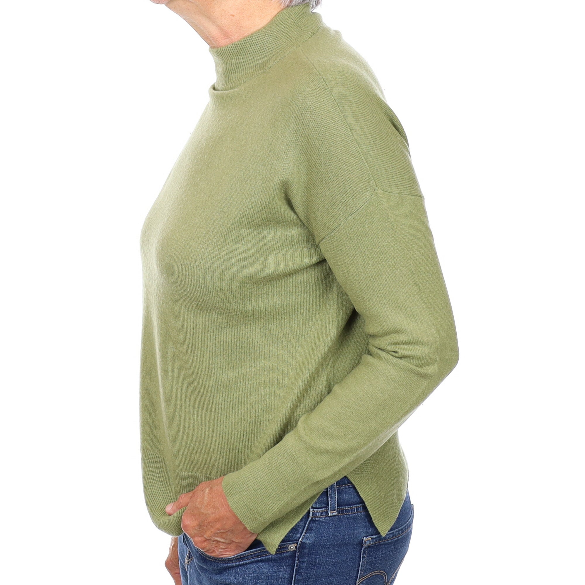 Sage Green Cashmere Turtle Neck Jumper Medium