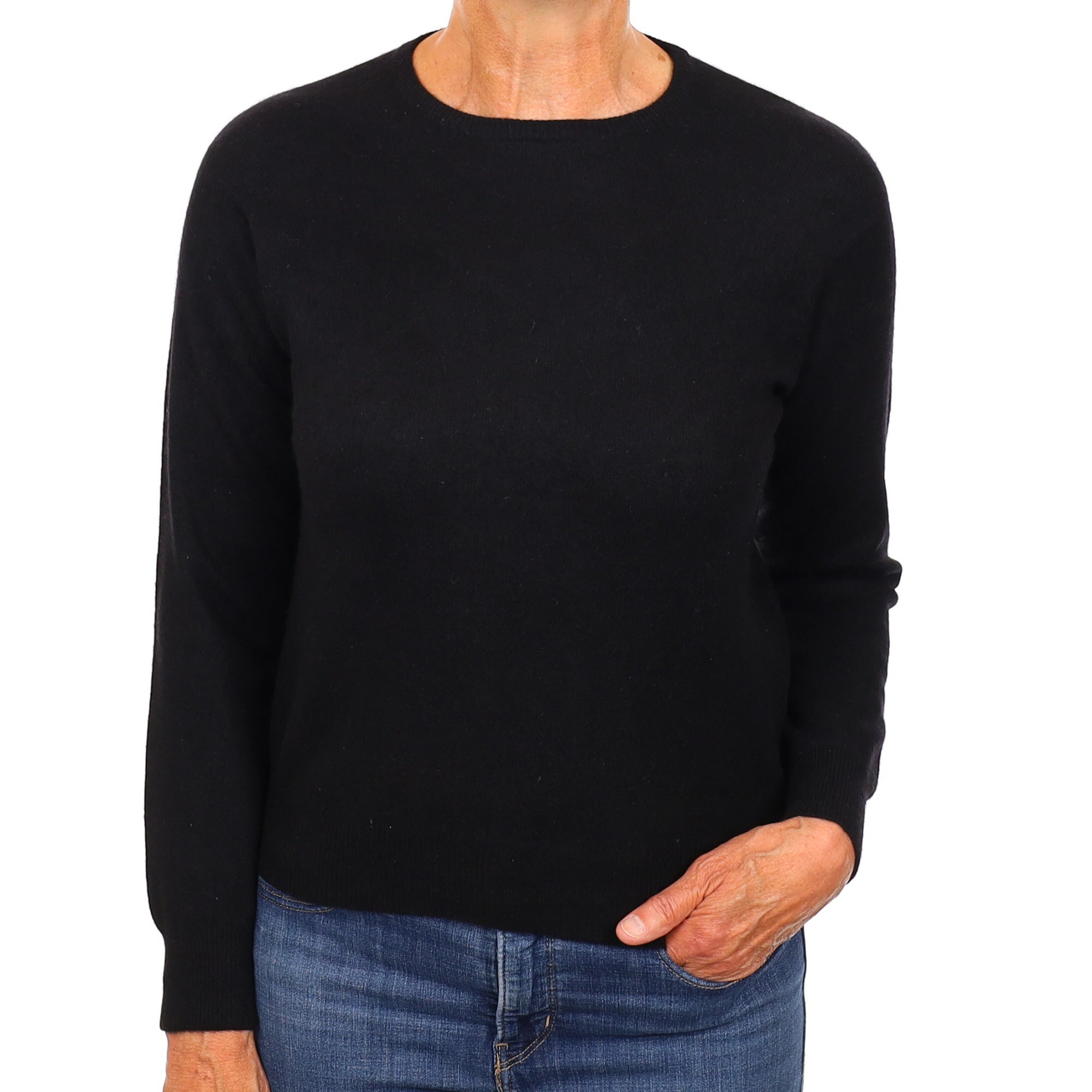 Black Cashmere Crew Neck Jumper Medium