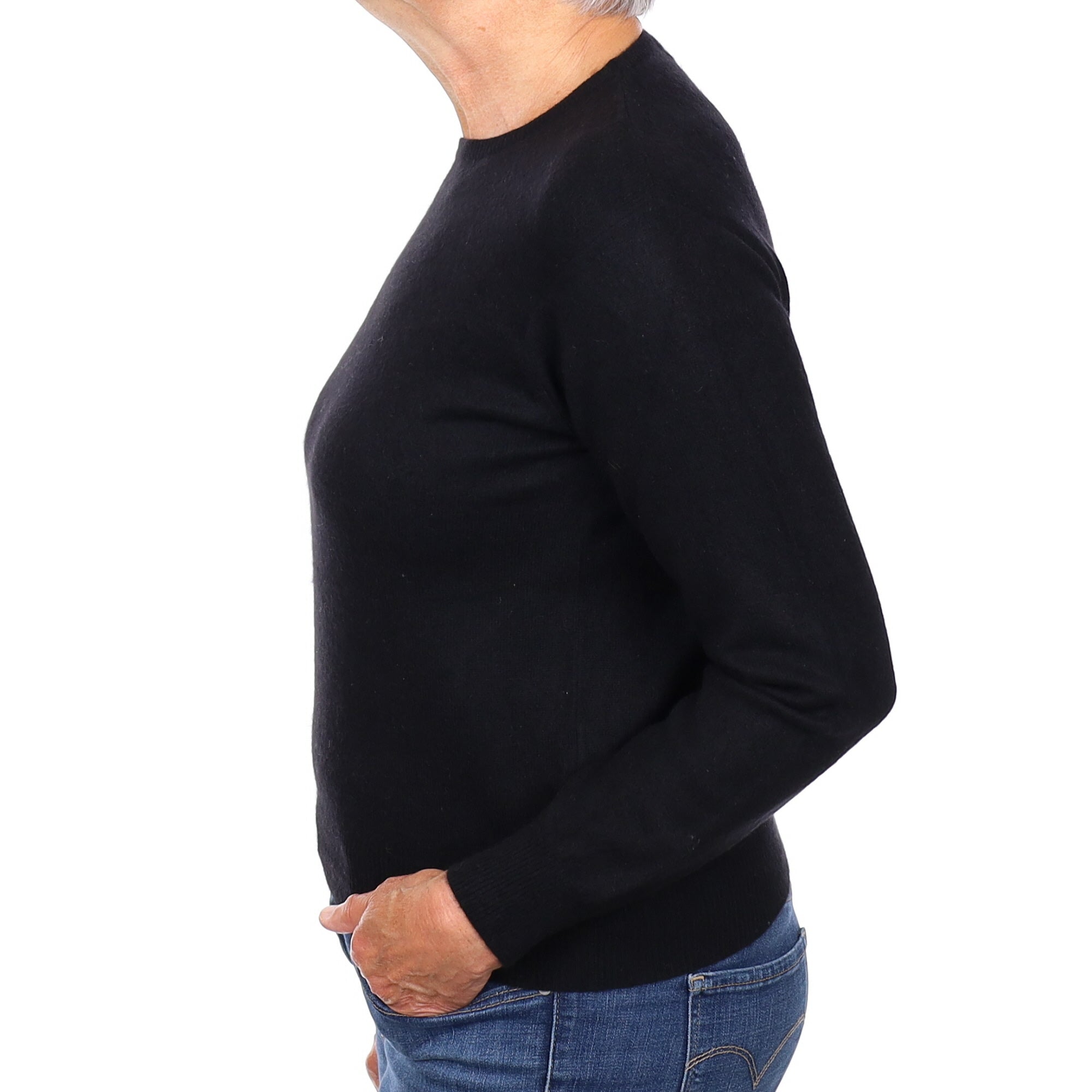 Black Cashmere Crew Neck Jumper Medium