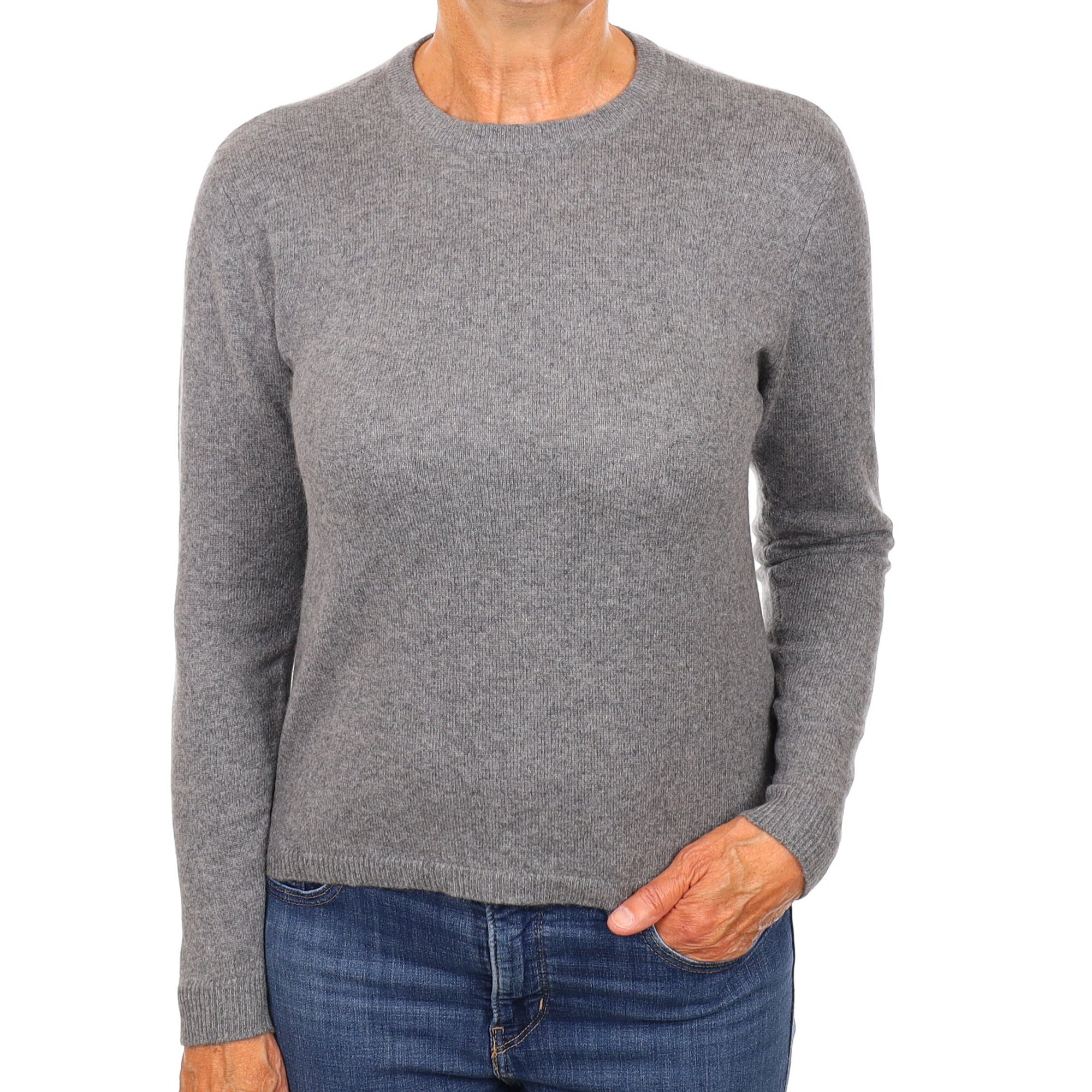 Slate Grey Cashmere Crew Neck Jumper Medium