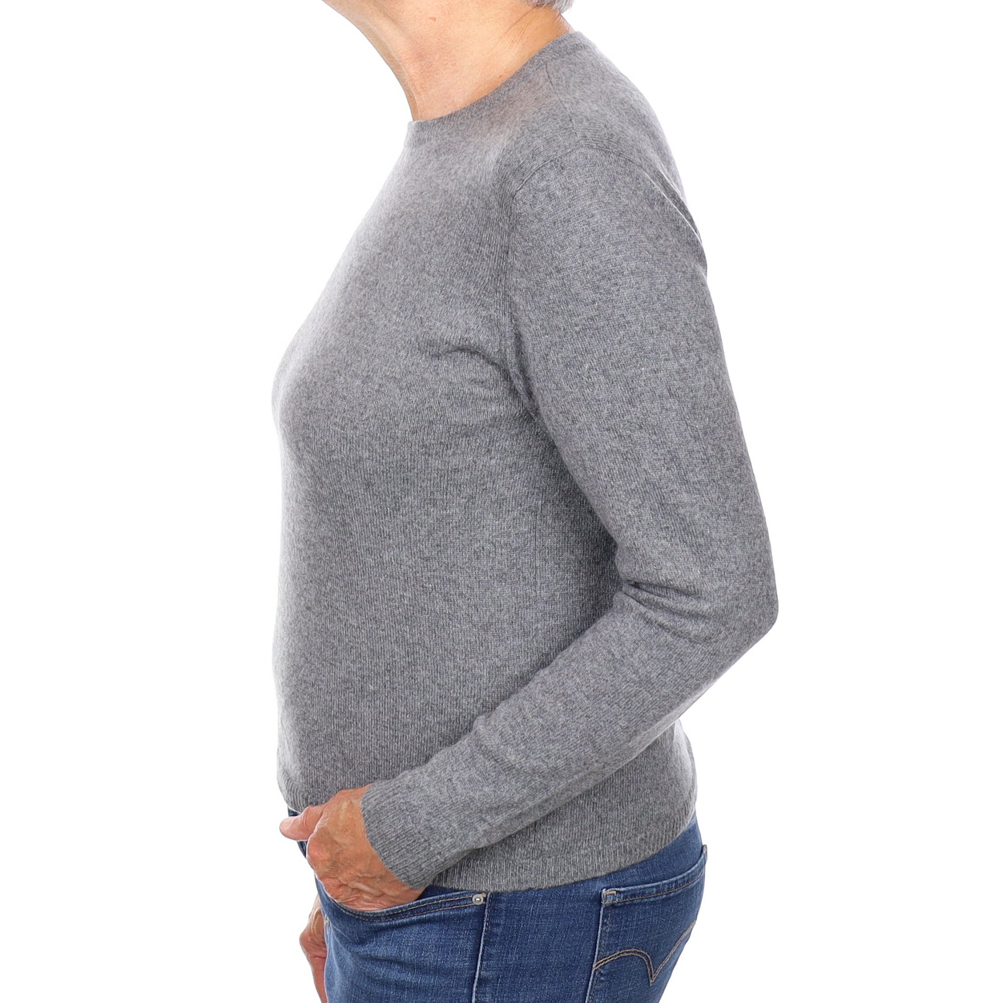 Slate Grey Cashmere Crew Neck Jumper Medium