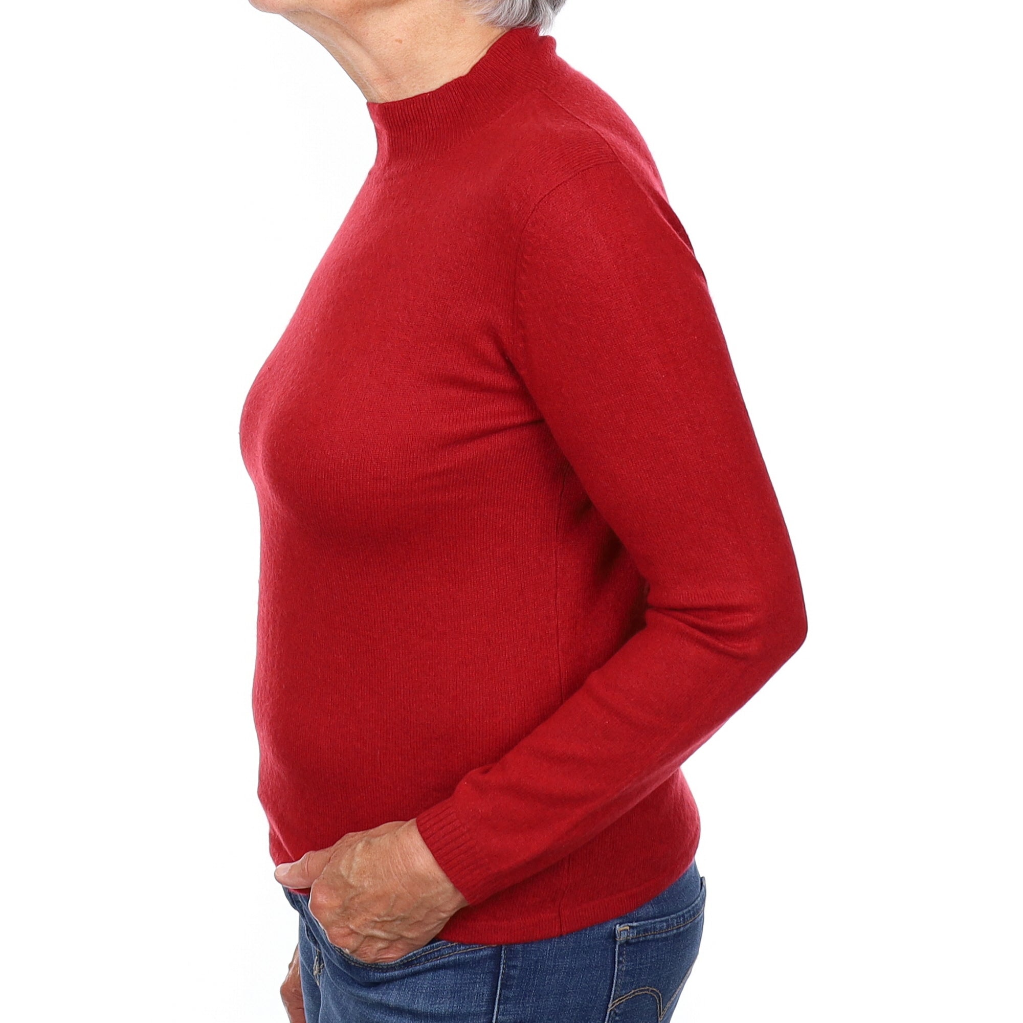 Crimson Red Cashmere Turtleneck Jumper Medium