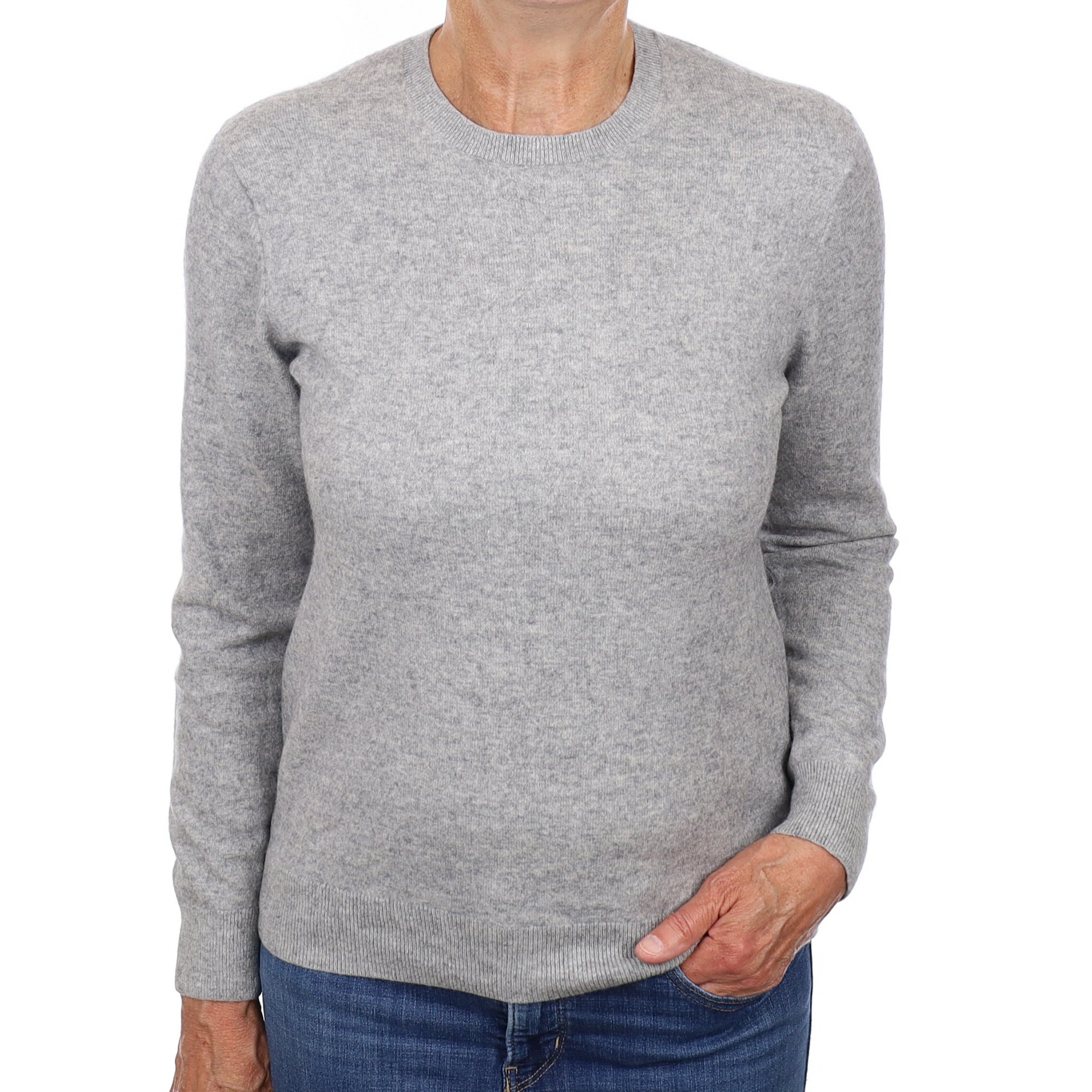 Smoke Grey Cashmere Crew Neck Jumper Medium