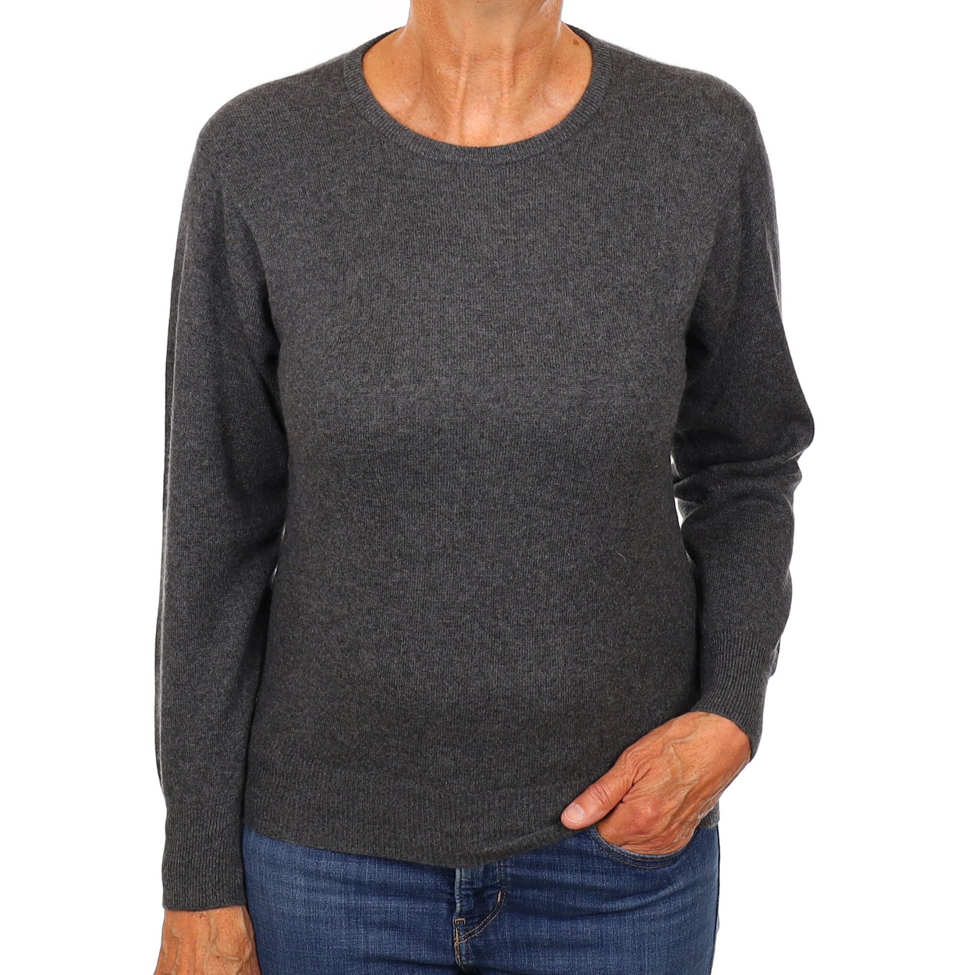 Charcoal Grey Cashmere Crew Neck Jumper Medium