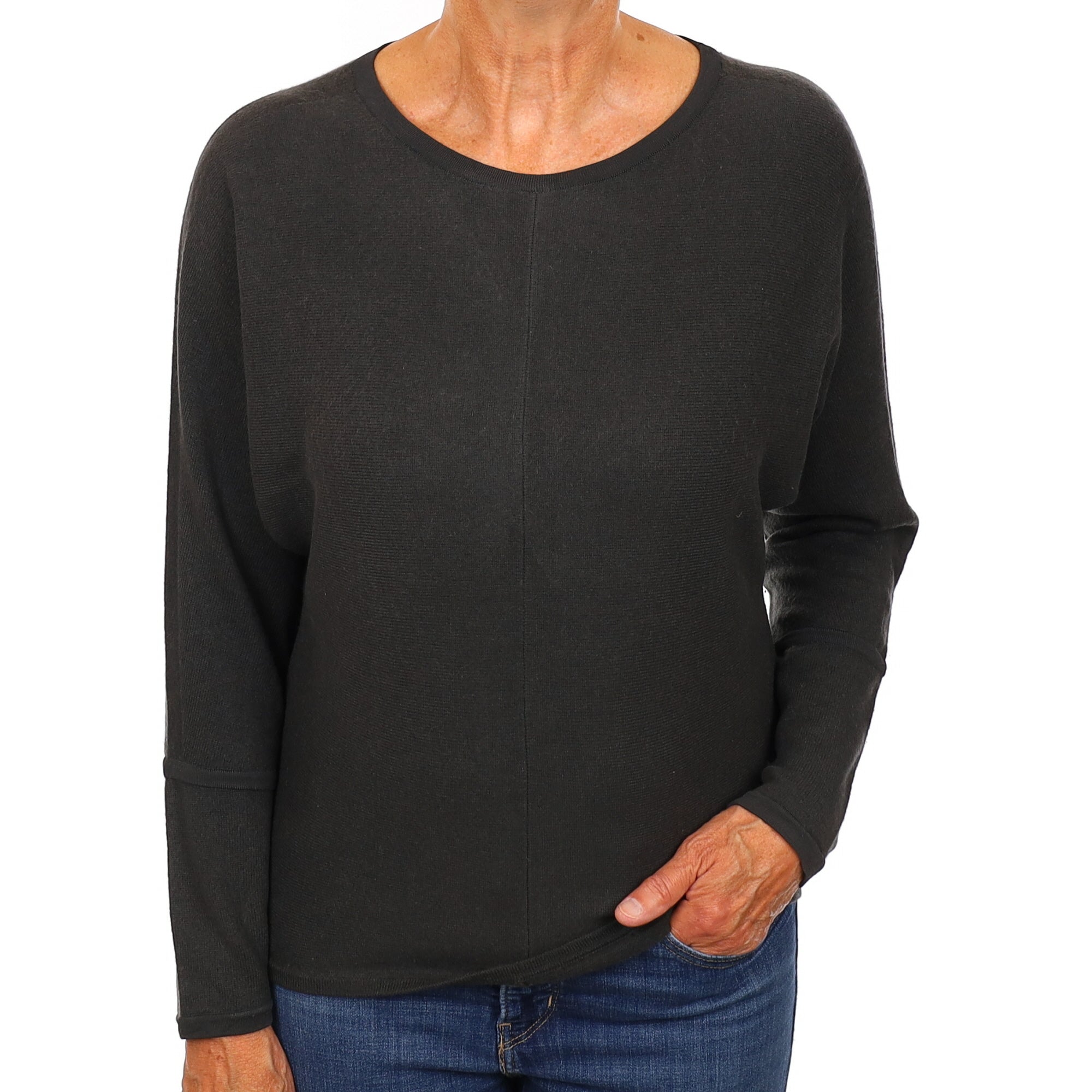 Jigsaw Graphite Grey Cashmere Batwing Crew Neck Jumper Medium