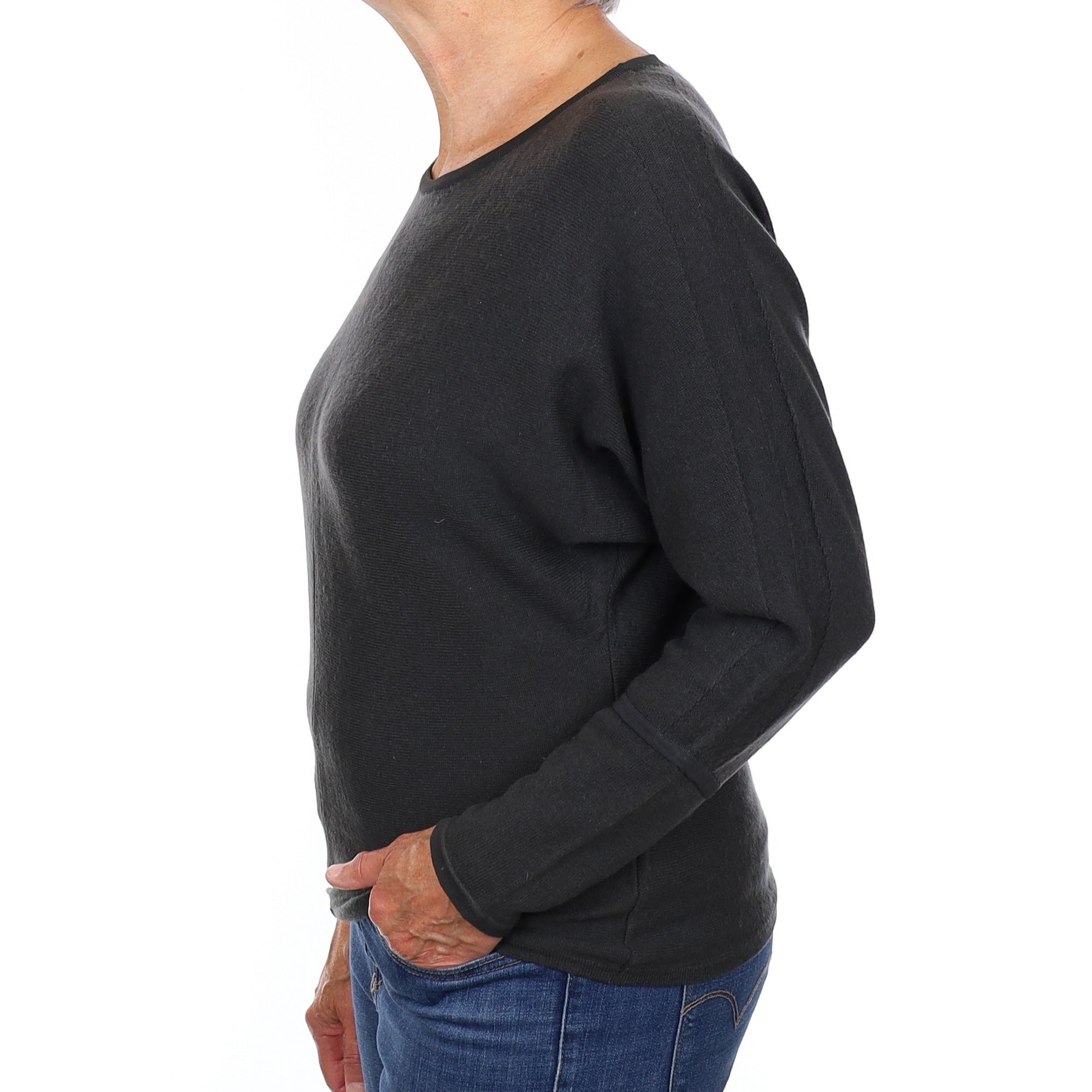 Jigsaw Graphite Grey Cashmere Batwing Crew Neck Jumper Medium