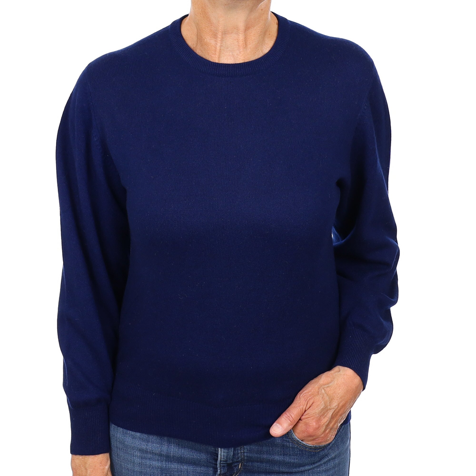 French Navy Cashmere Crew Neck Jumper Medium