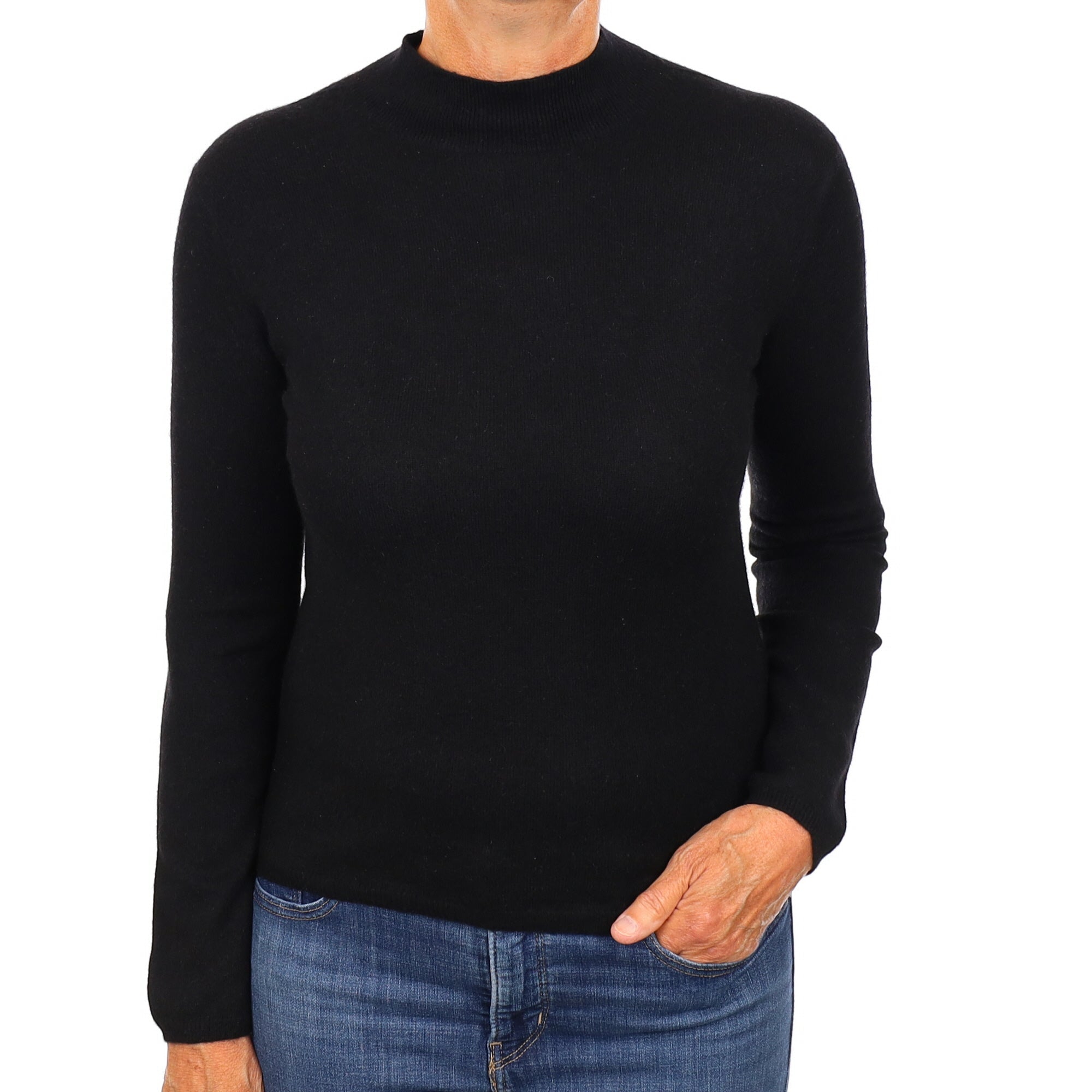 Black Cashmere Turtleneck Jumper Medium