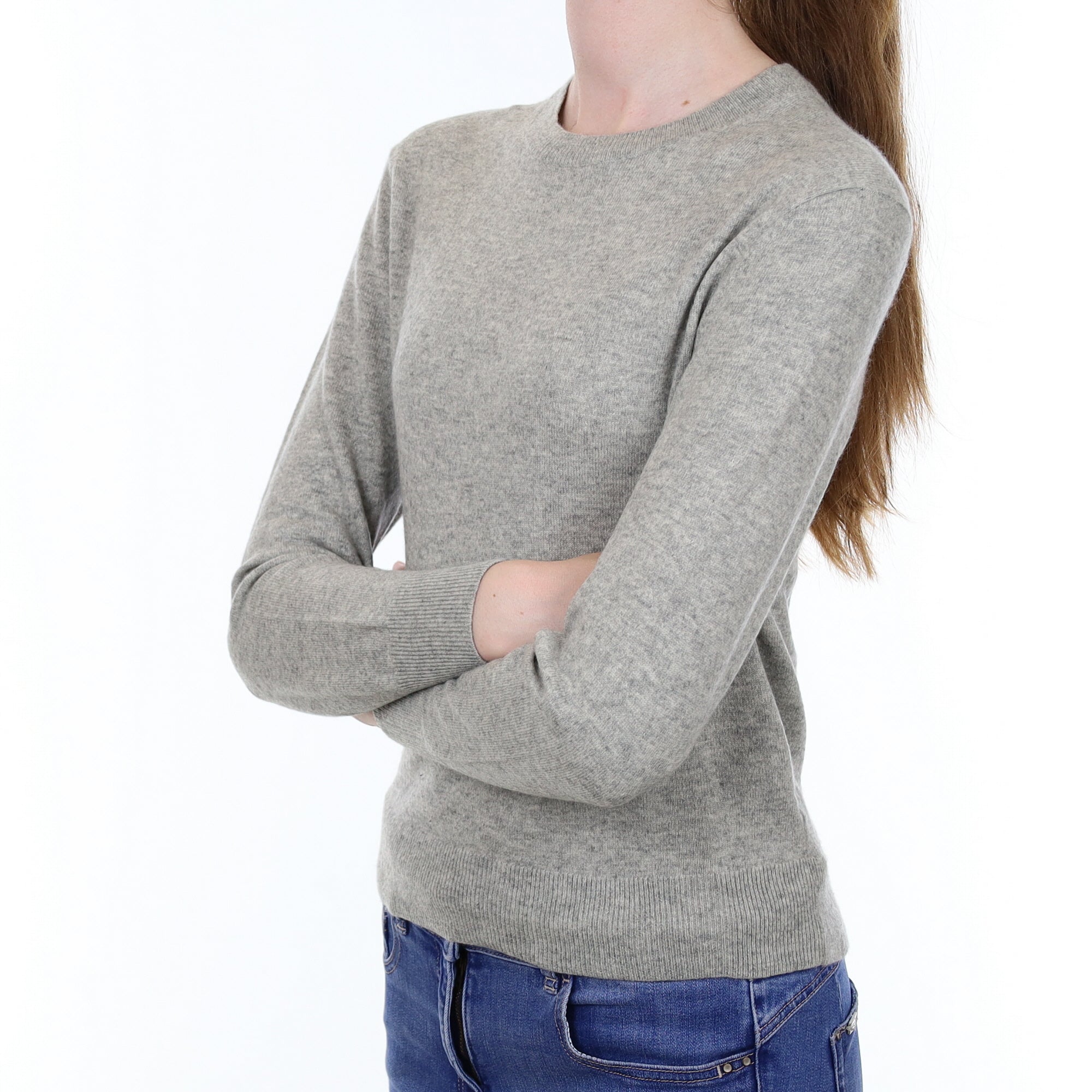Smoke Grey Cashmere Crew Neck Jumper Extra Small