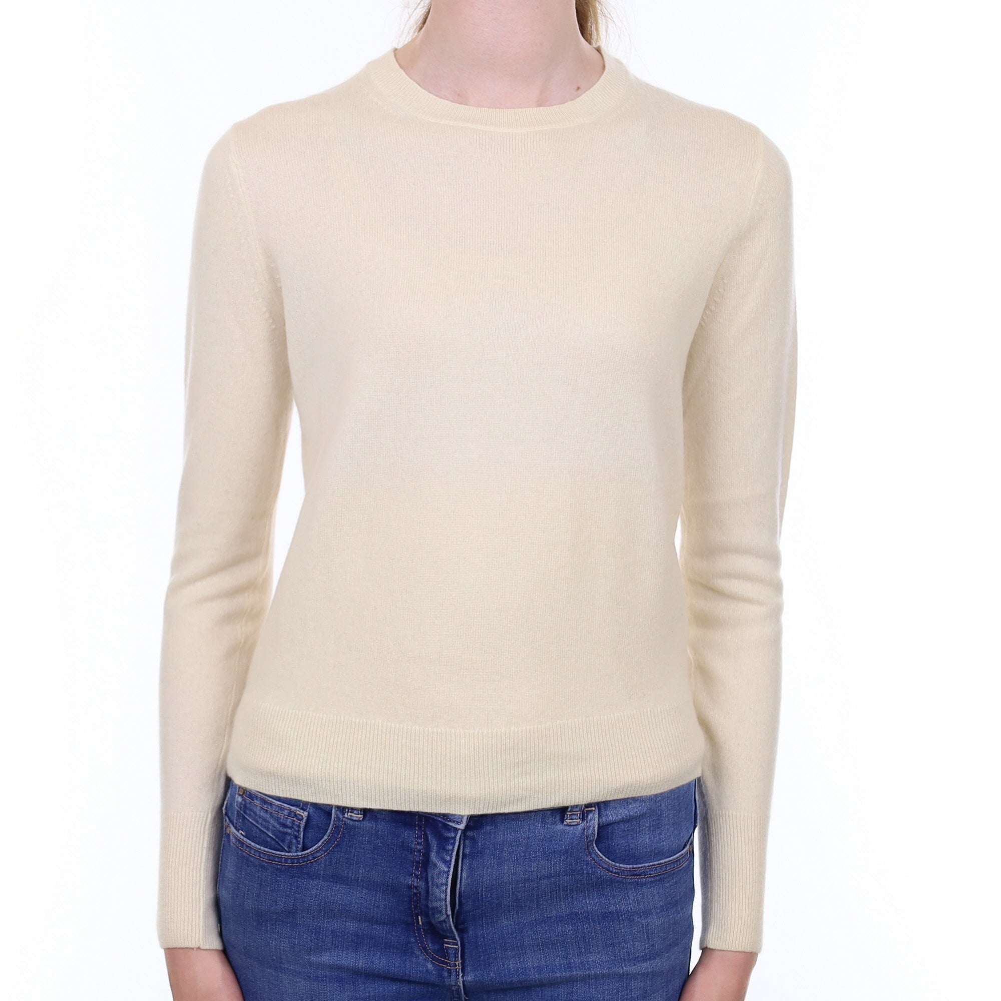 Ivory Cashmere Crew Neck Jumper Extra Small