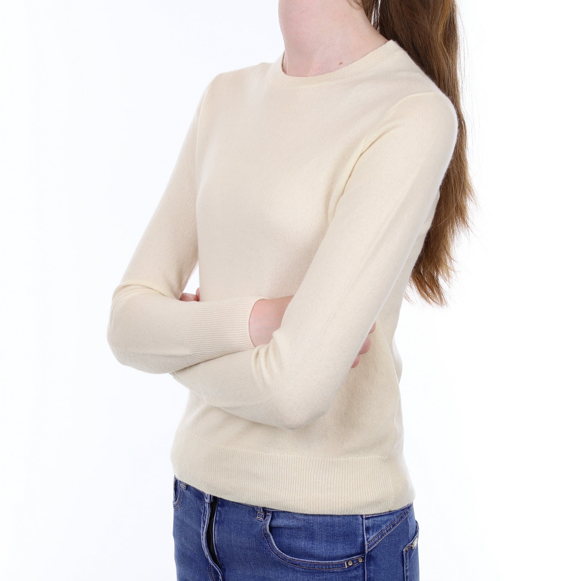 Ivory Cashmere Crew Neck Jumper Extra Small