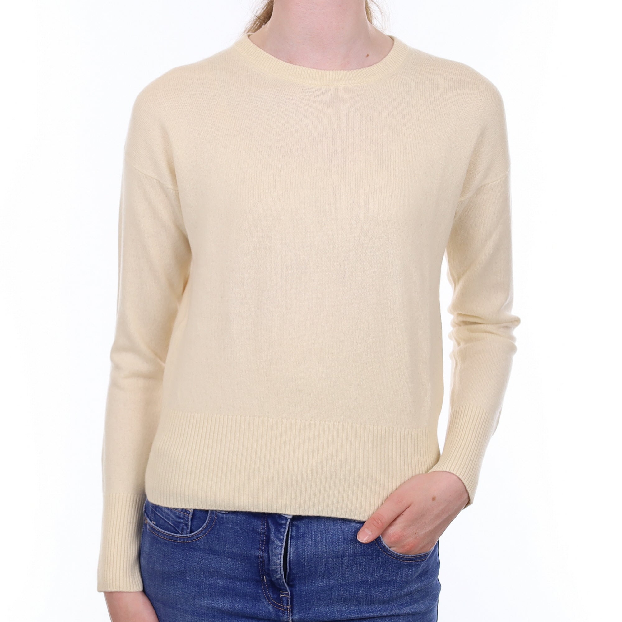 Vanilla Cream Cashmere Crew Neck Jumper Extra Small