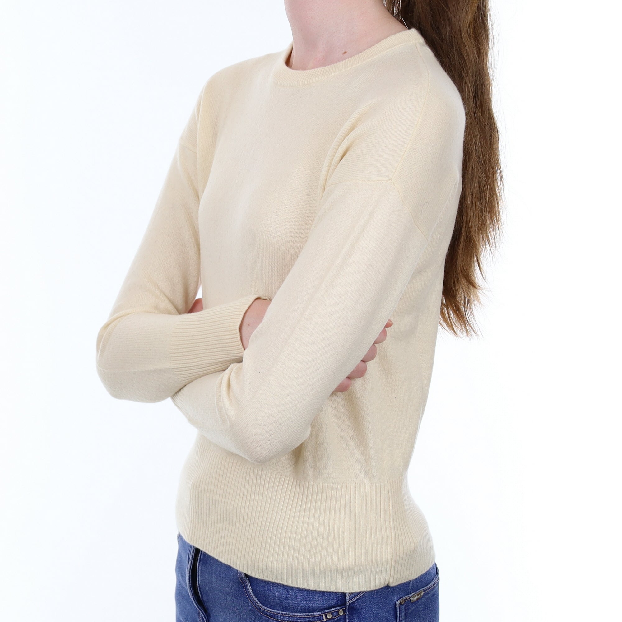 Vanilla Cream Cashmere Crew Neck Jumper Extra Small