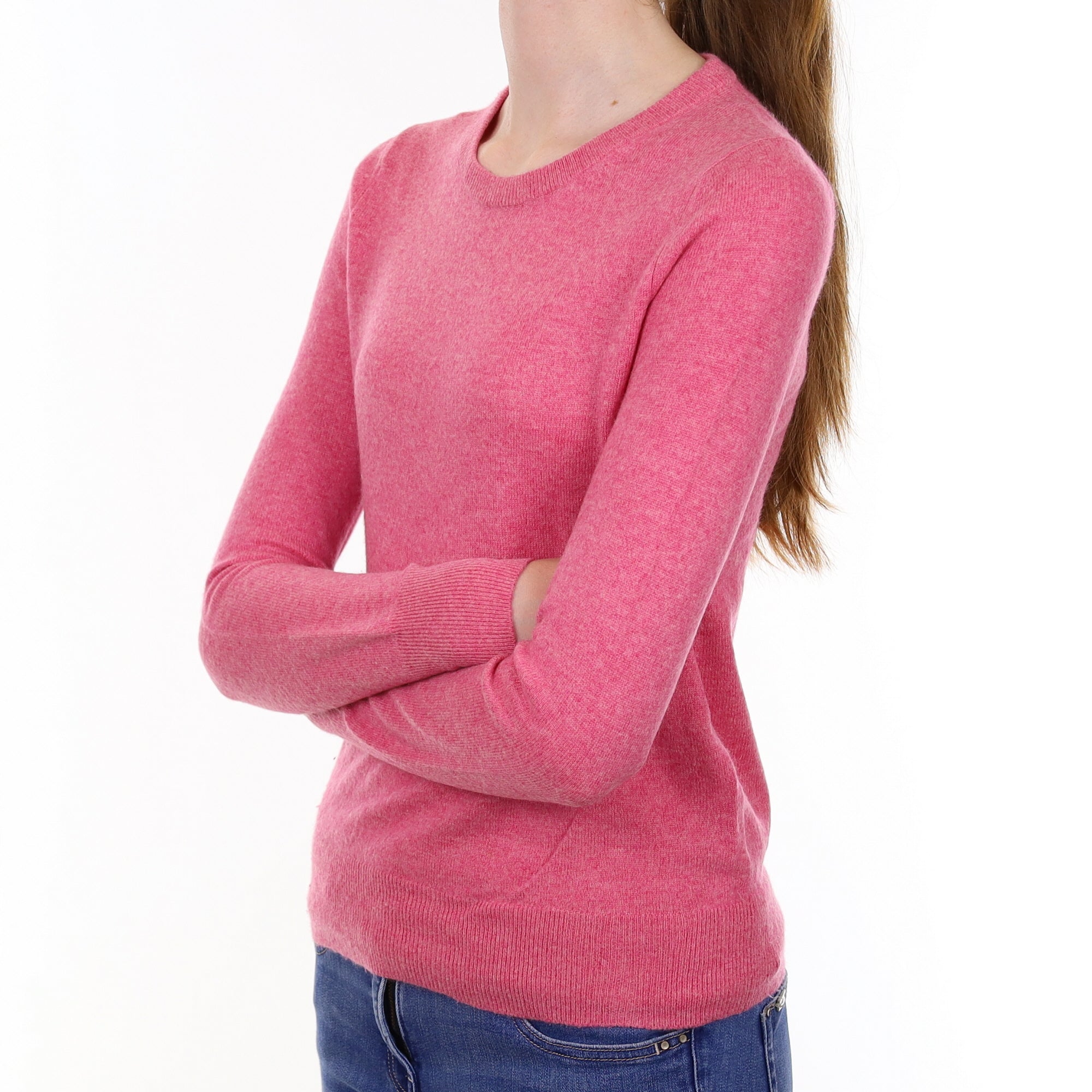 Sweat Pea Marl Cashmere Crew Neck Jumper Extra Small