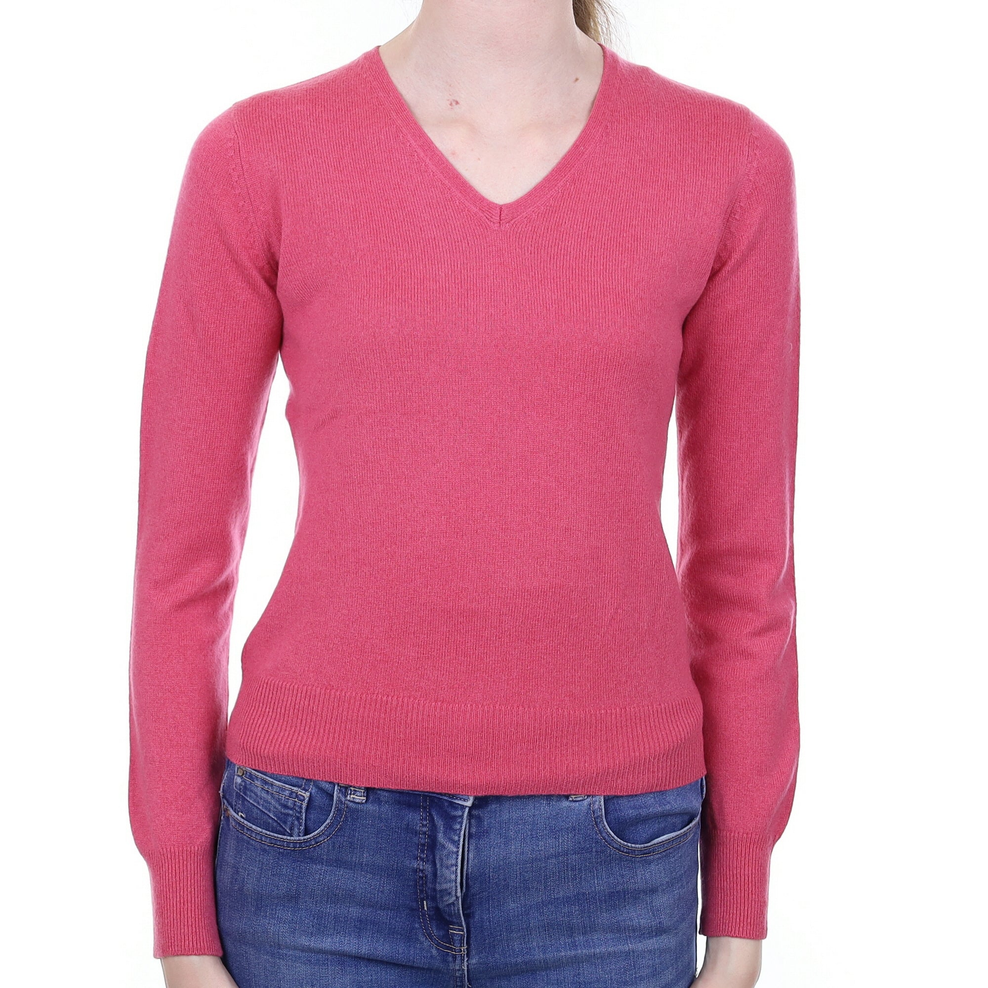 Rose Pink Cashmere V Neck Jumper Extra Small