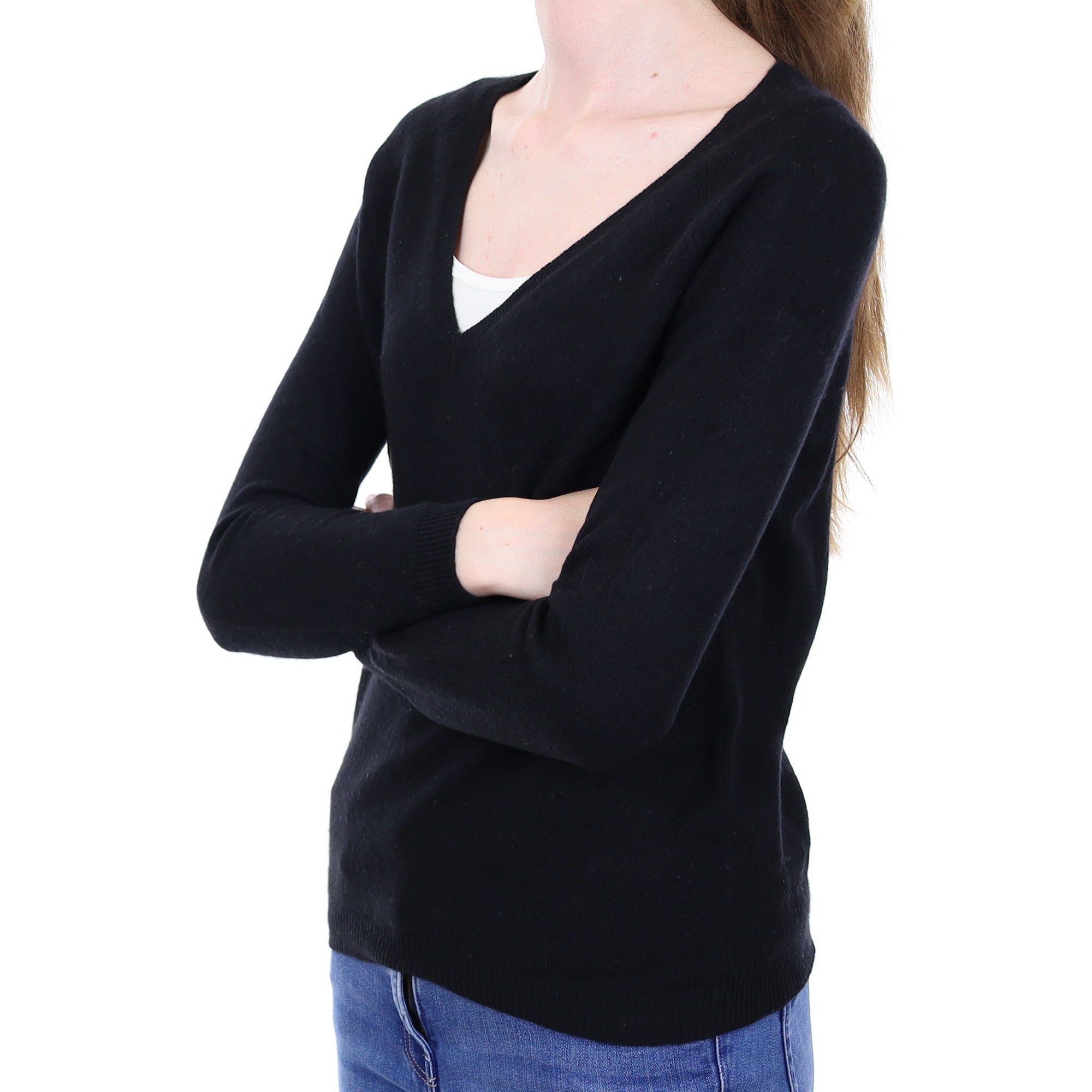 Black Cashmere V Neck Jumper Extra Small