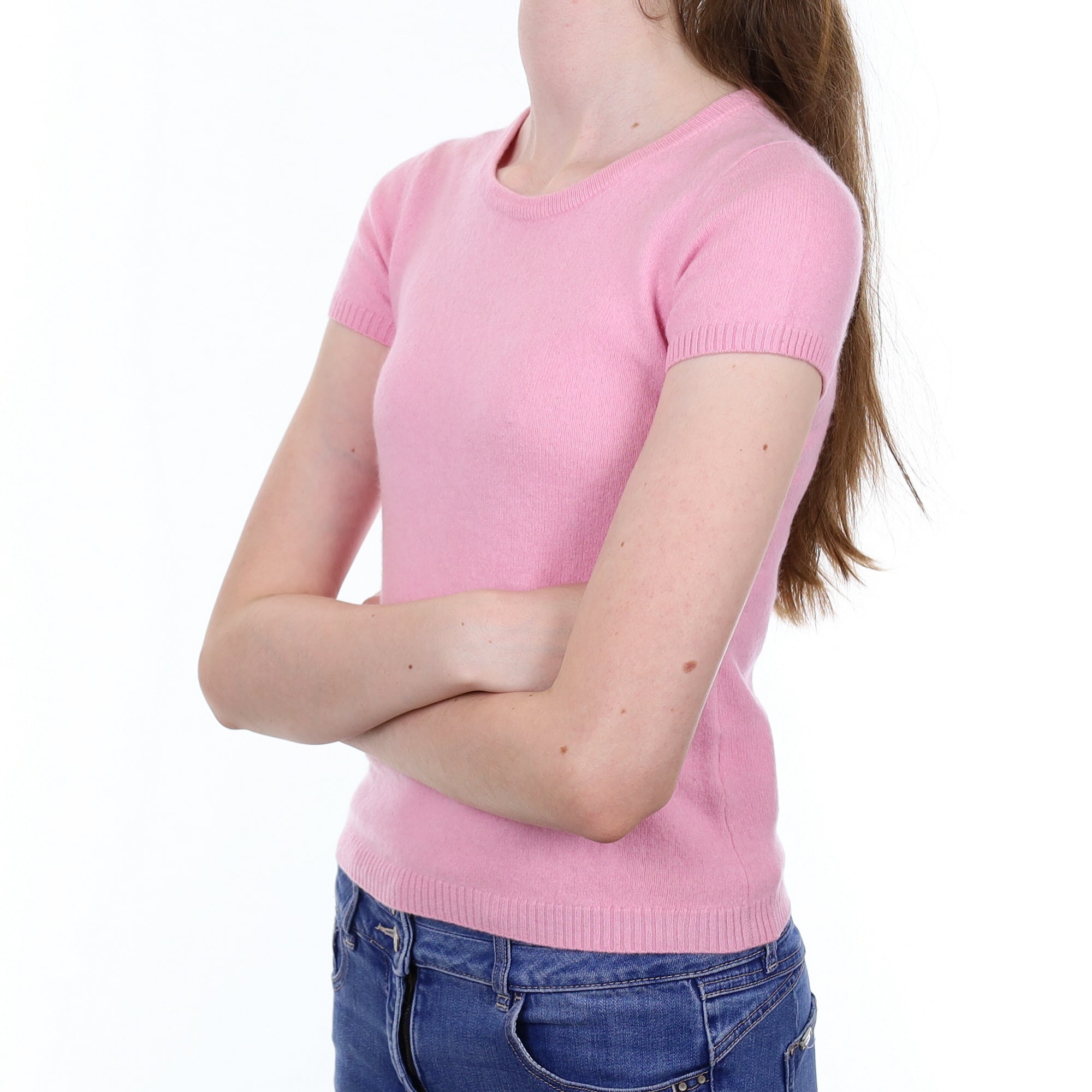 Sugar Mouse Pink Cashmere Short Sleeved Crew Neck Jumper Extra Small