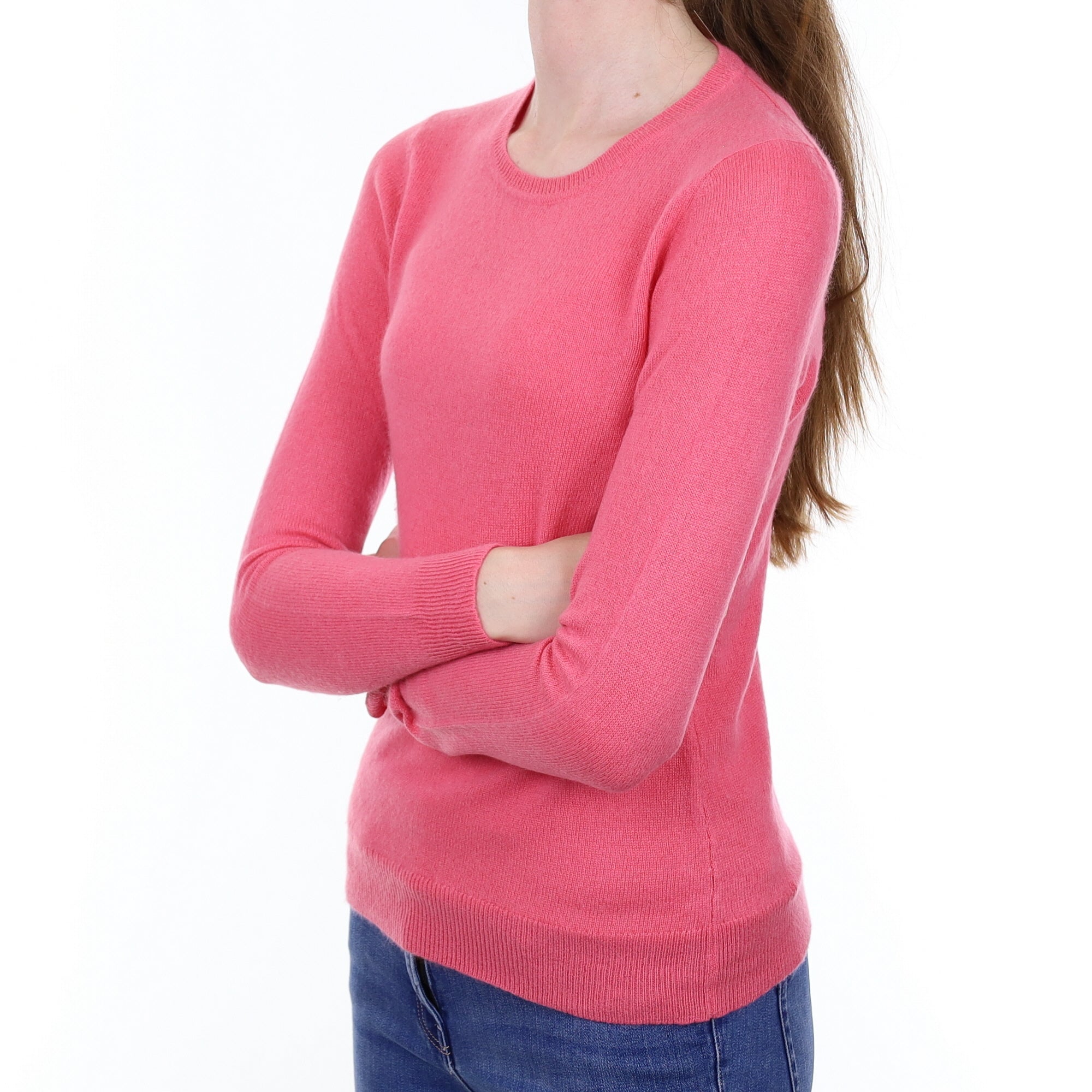 Rose Pink Cashmere Crew Neck Jumper Extra Small