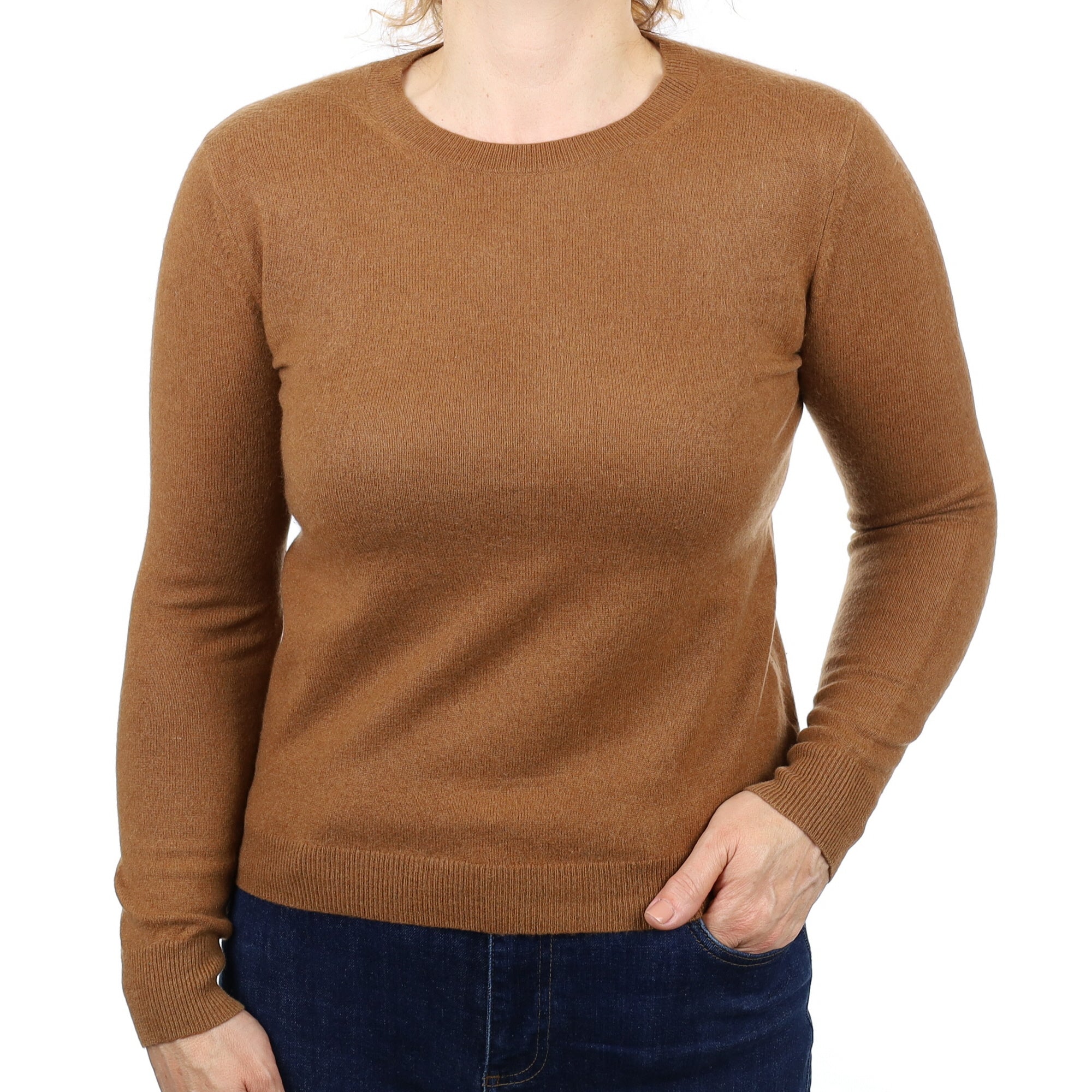 Cinnamon Brown Cashmere Crew Neck Jumper Medium