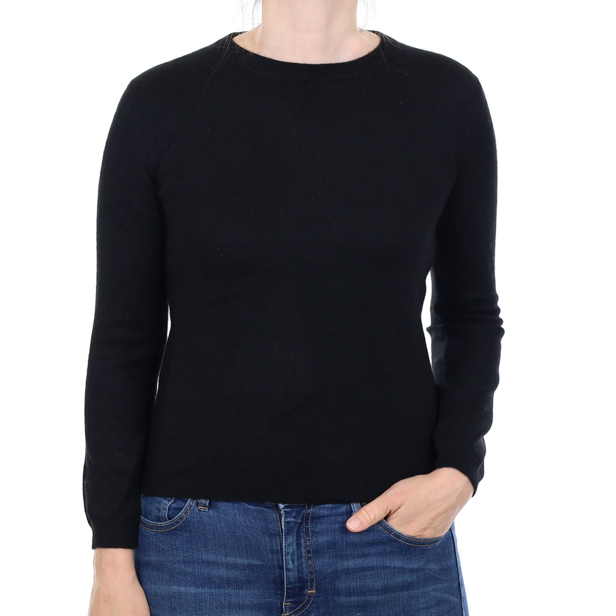 Black Cashmere Crew Neck Jumper Small