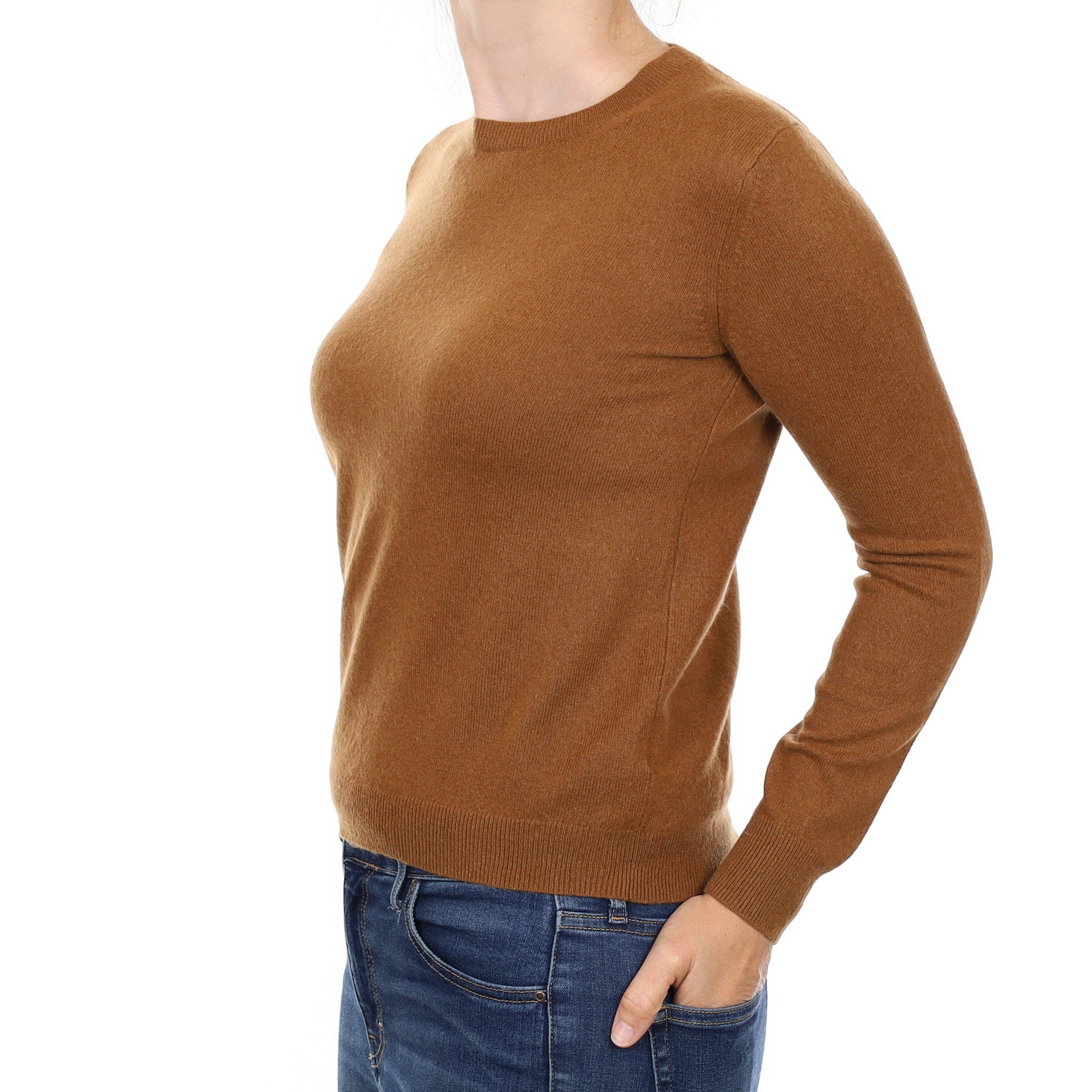 Cinnamon Brown Cashmere Crew Neck Jumper Small