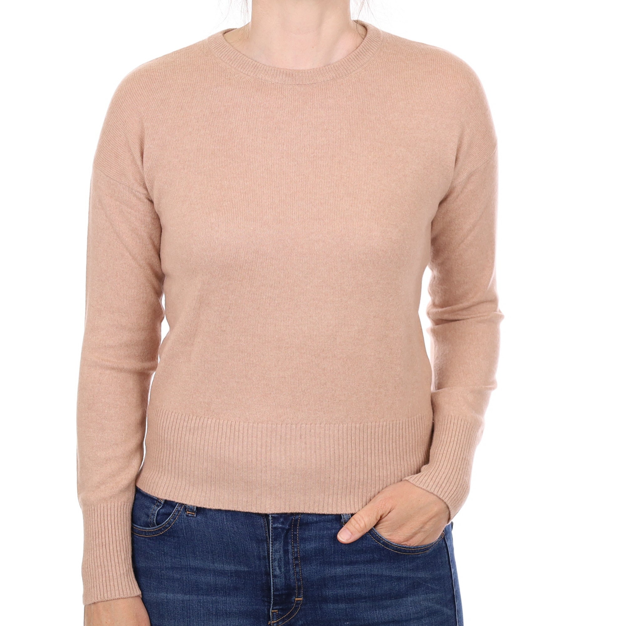 Nude Beige Cashmere Crew Neck Jumper Small