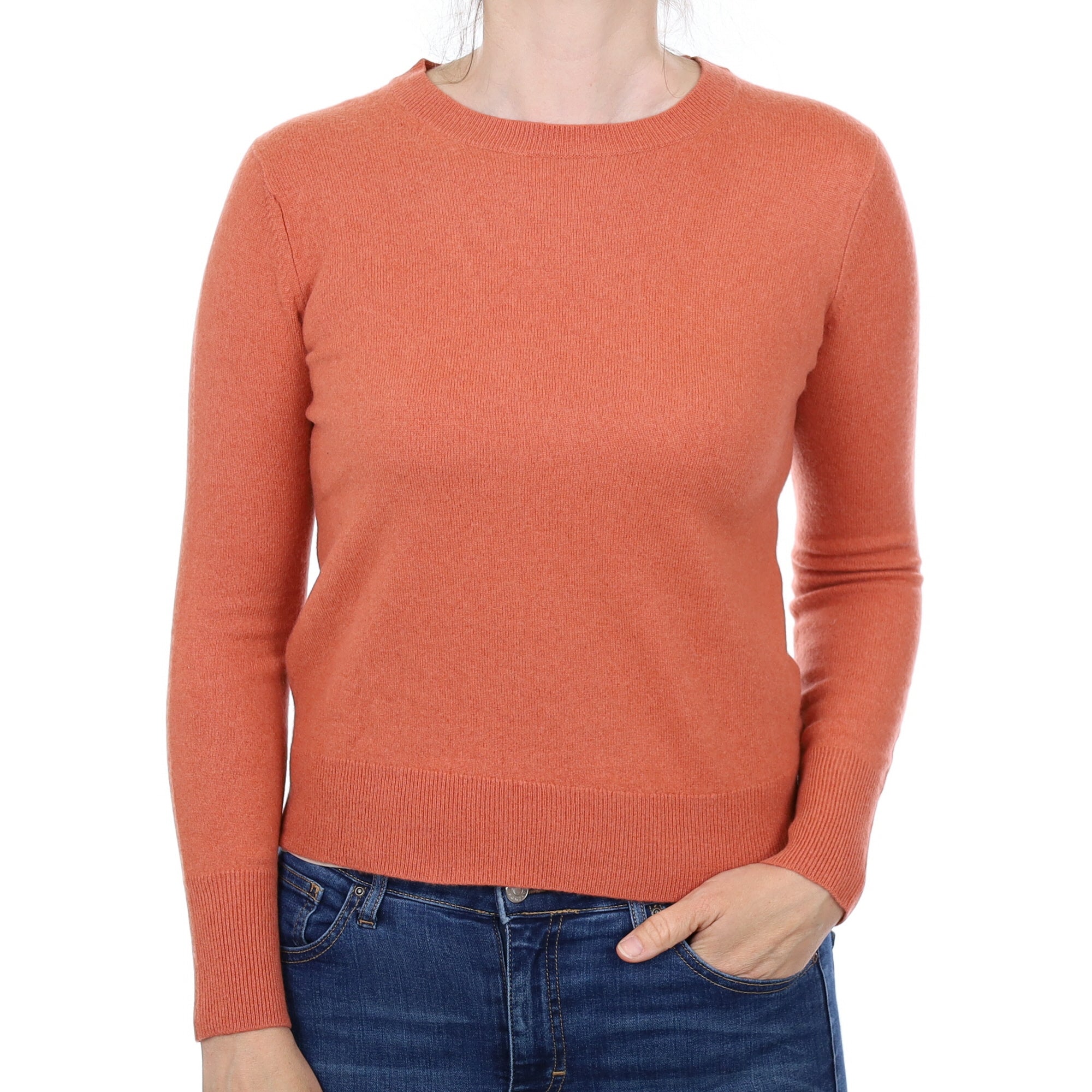 Terracotta Orange Cashmere Crew Neck Jumper Small