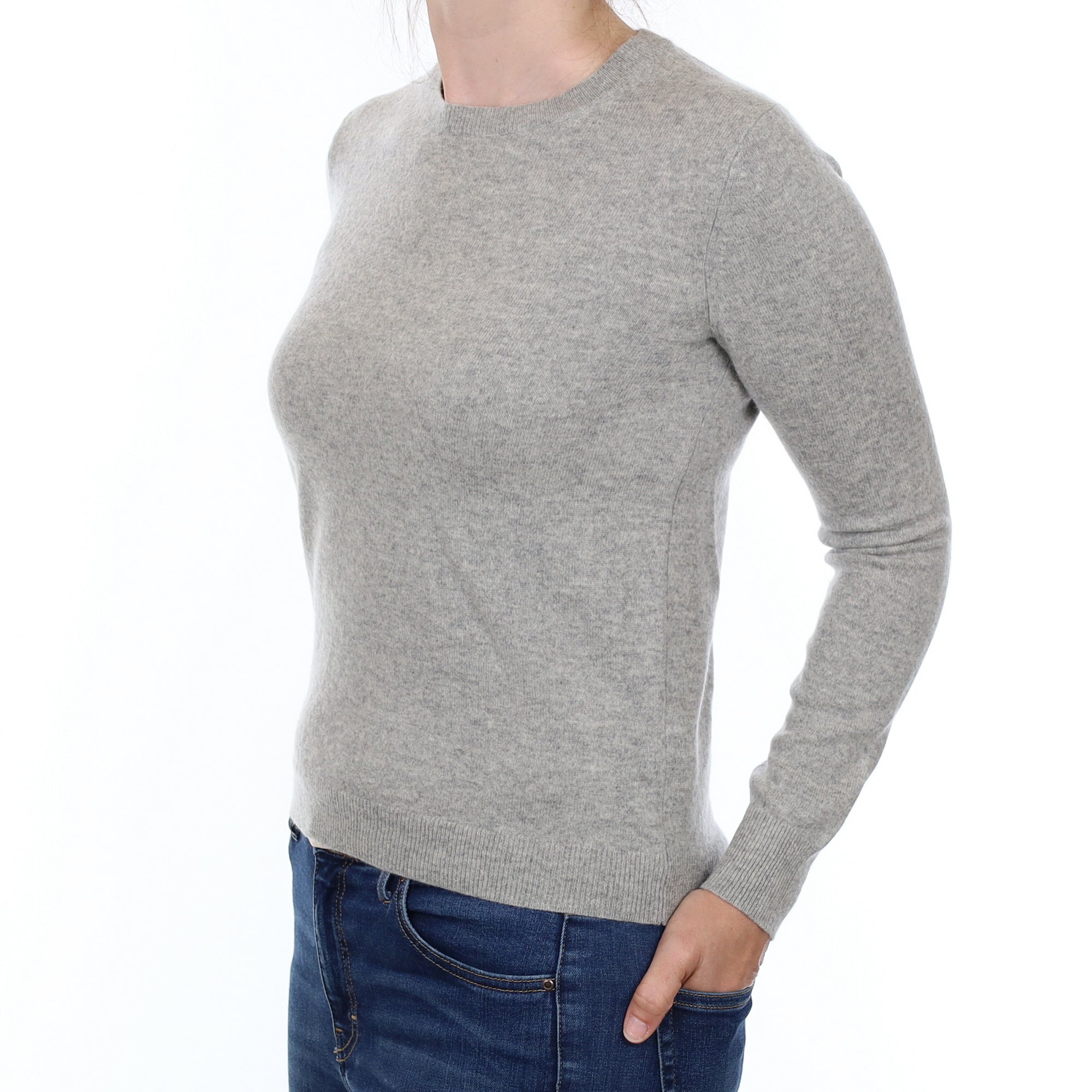 Smoke Grey Cashmere Crew Neck Jumper Small