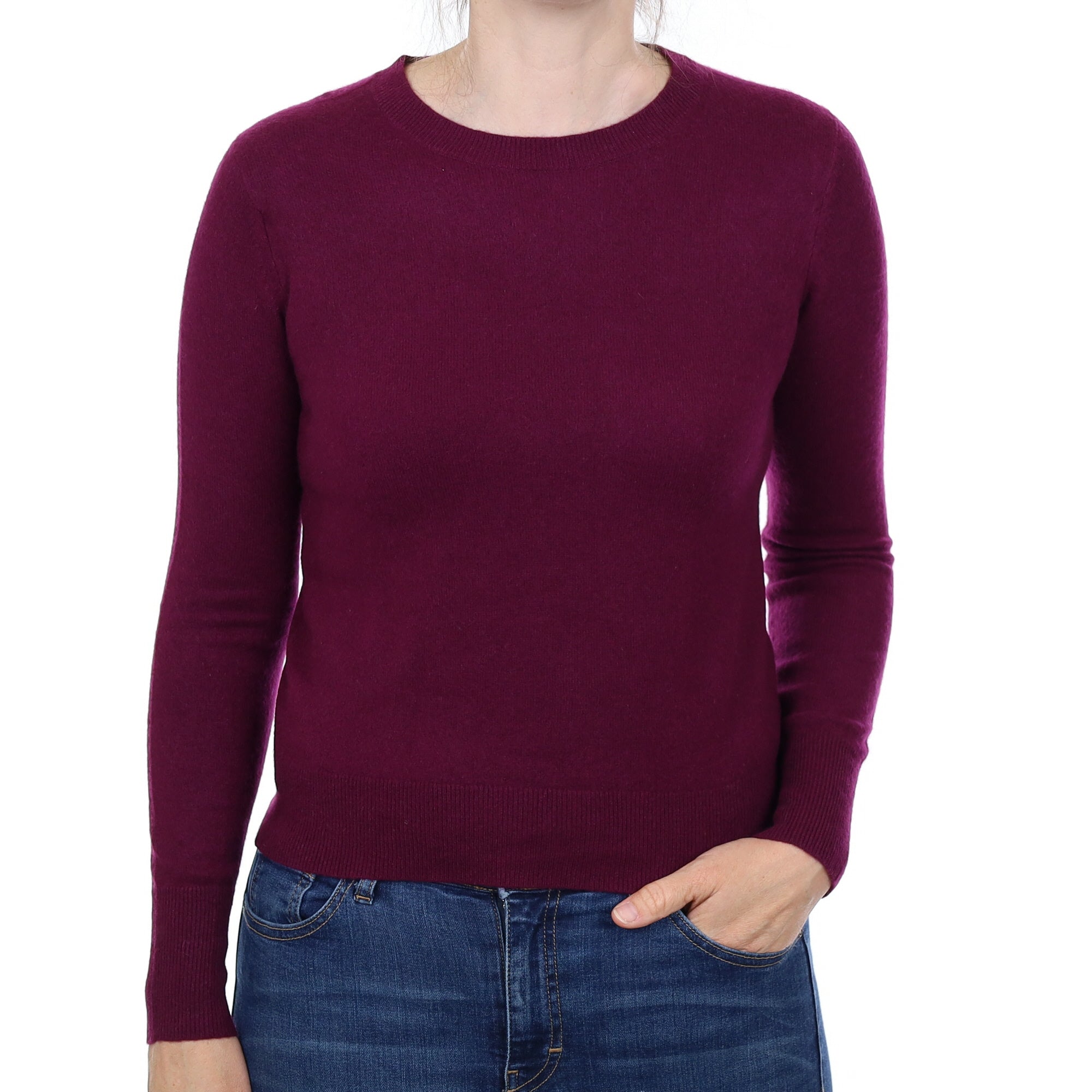 Mulberry Purple Cashmere Crew Neck Jumper Small