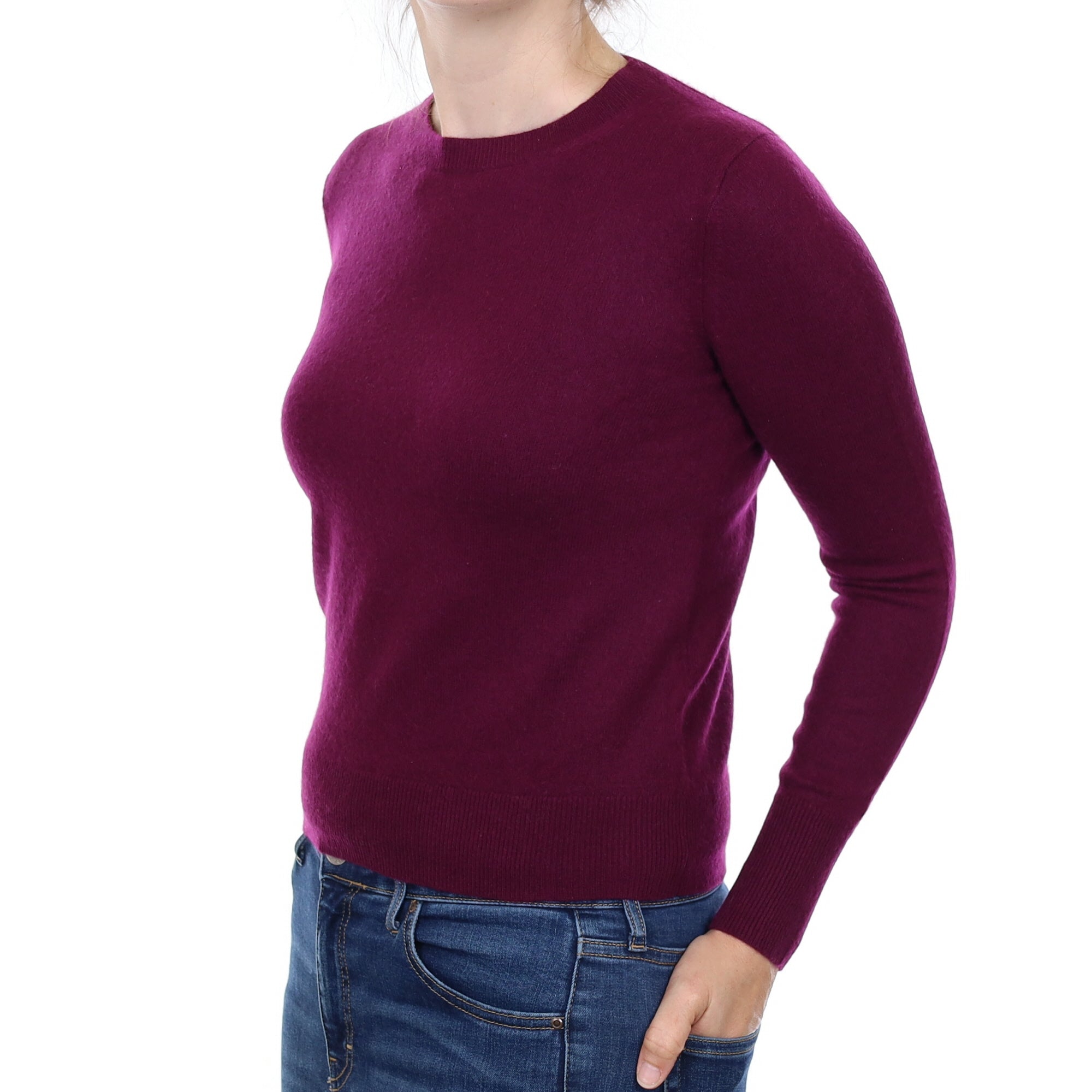 Mulberry Purple Cashmere Crew Neck Jumper Small