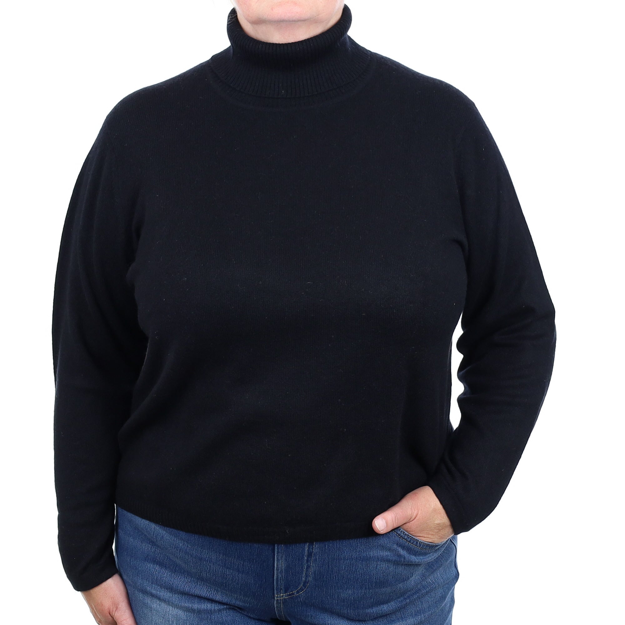 Black Cashmere Polo Neck Jumper Extra Large