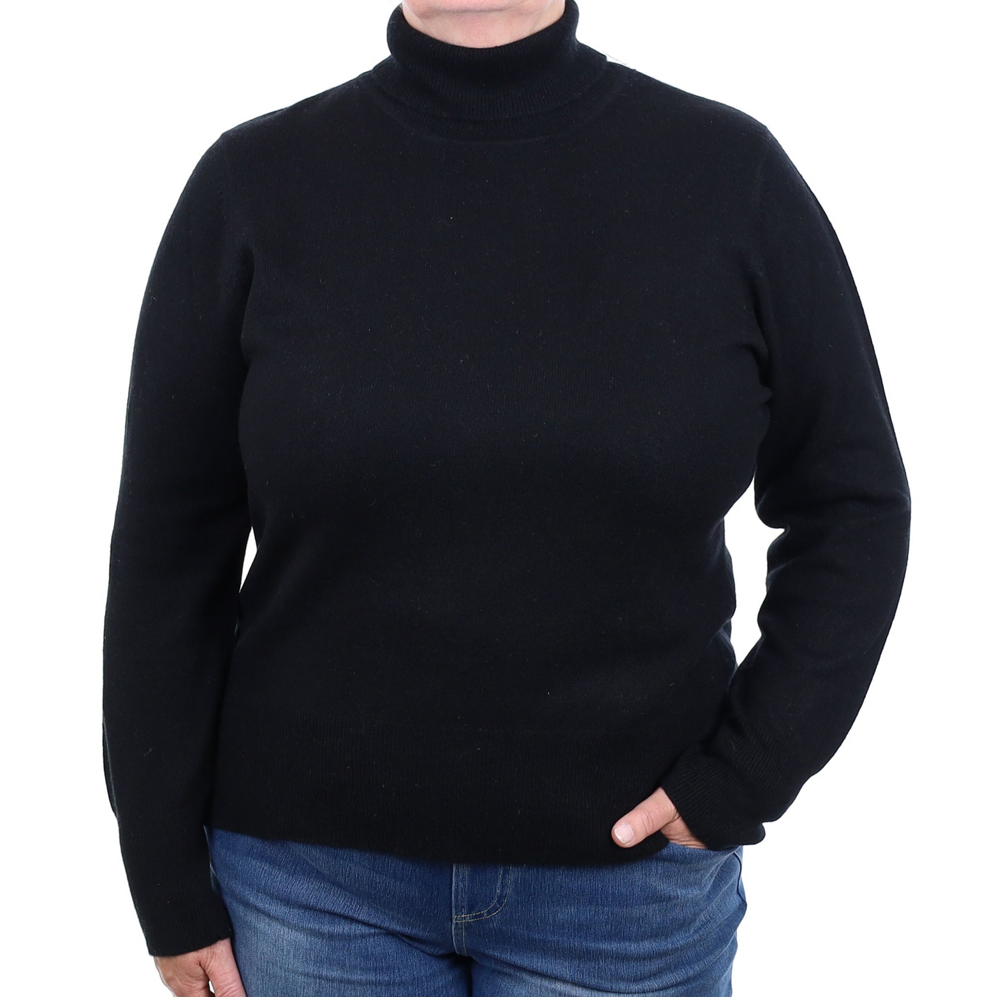 Black Cashmere Polo Neck Jumper Extra Large