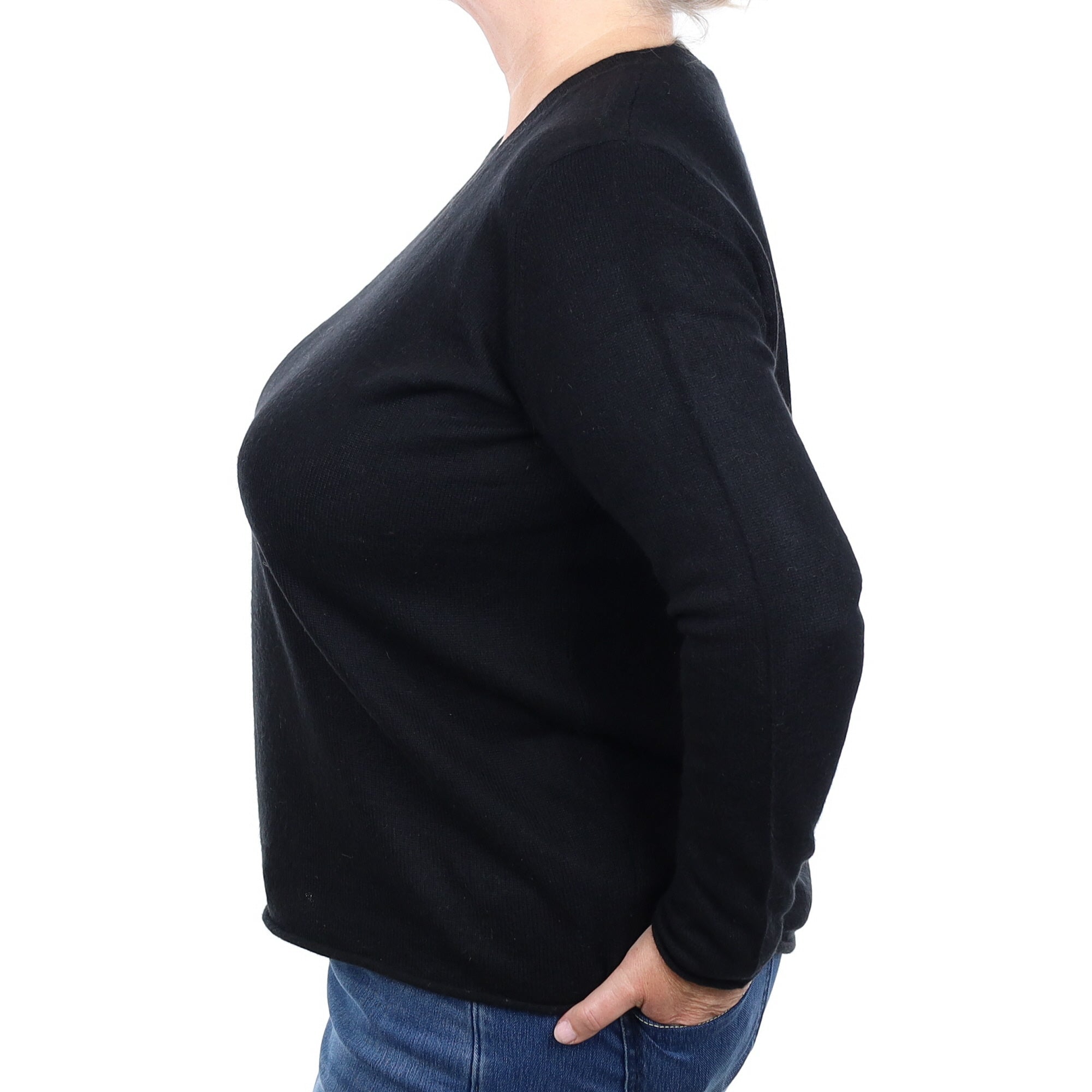 Black Cashmere V Neck Jumper Extra Large