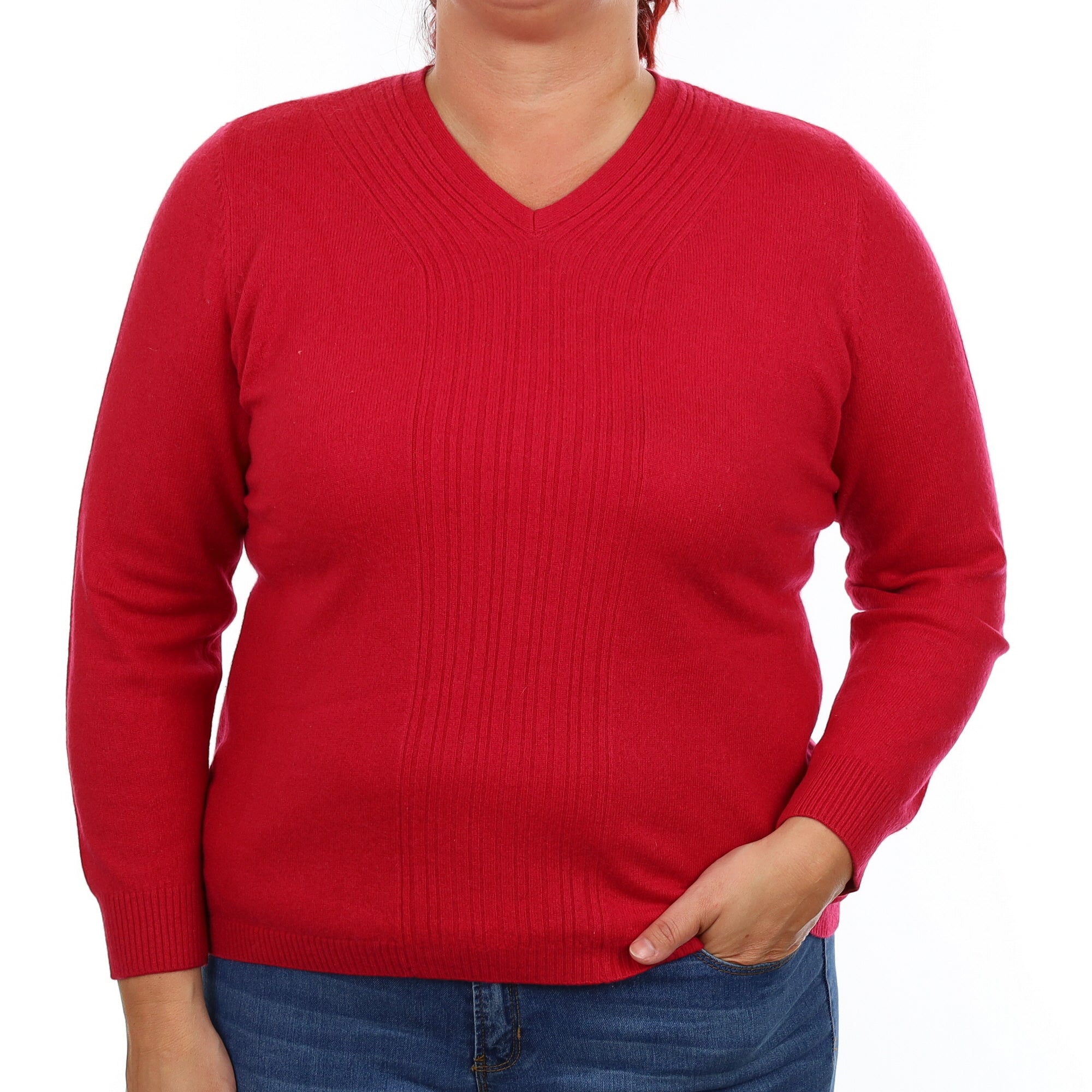 Cherry Pink Cashmere V Neck Jumper Large