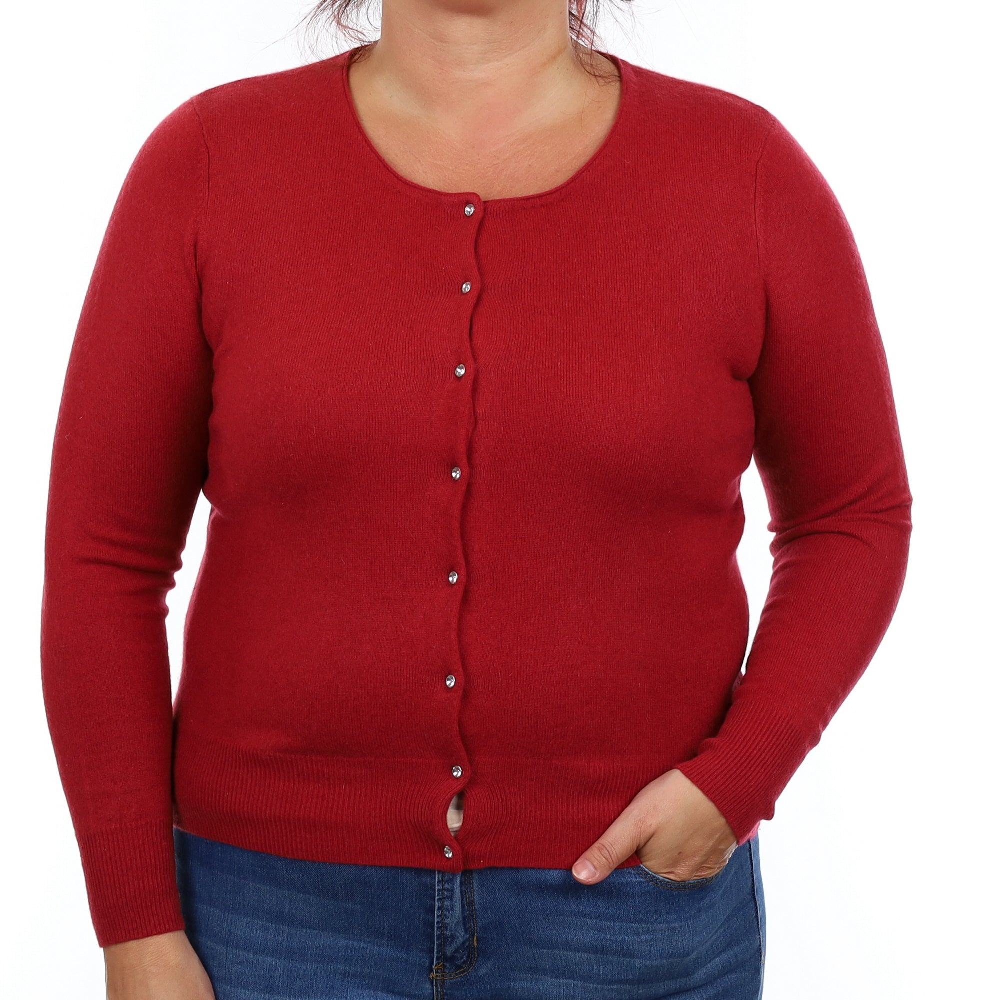Rouge Red Cashmere Crew Neck Cardigan Large