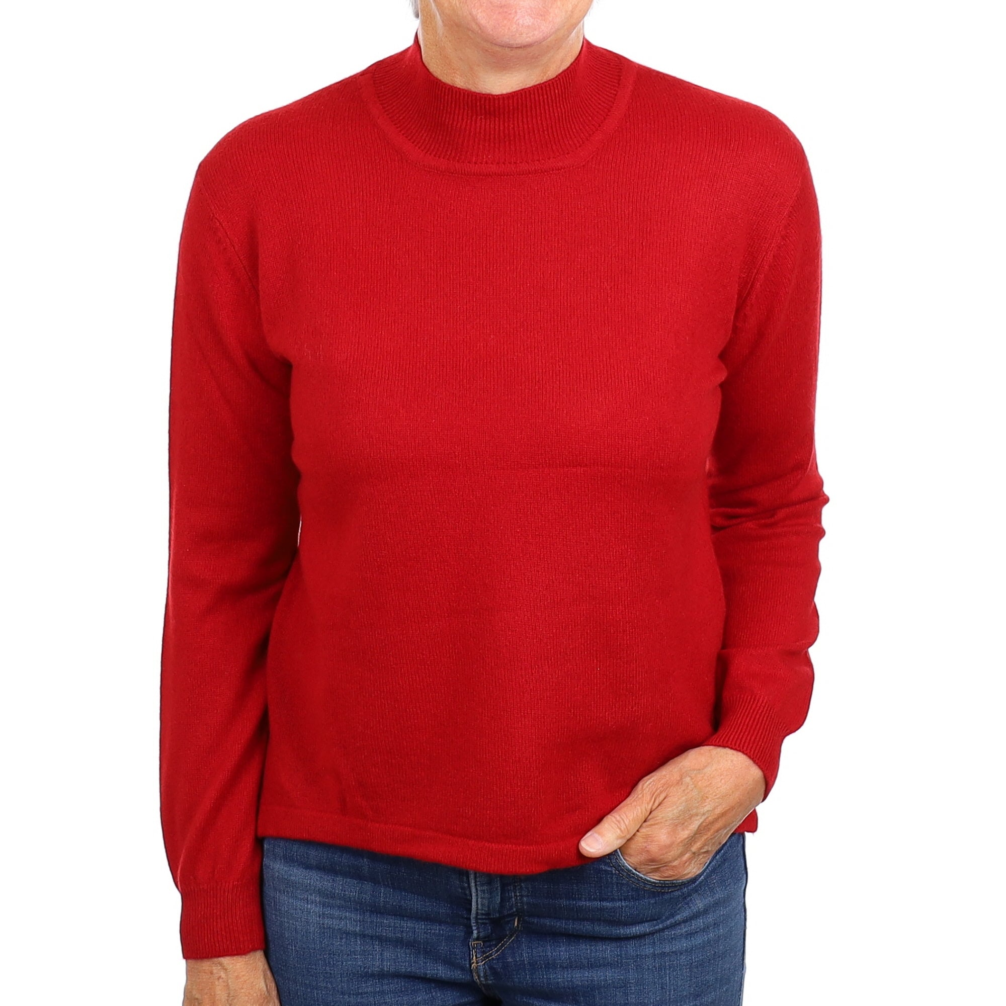 Berry Red Cashmere Turtleneck Jumper Medium