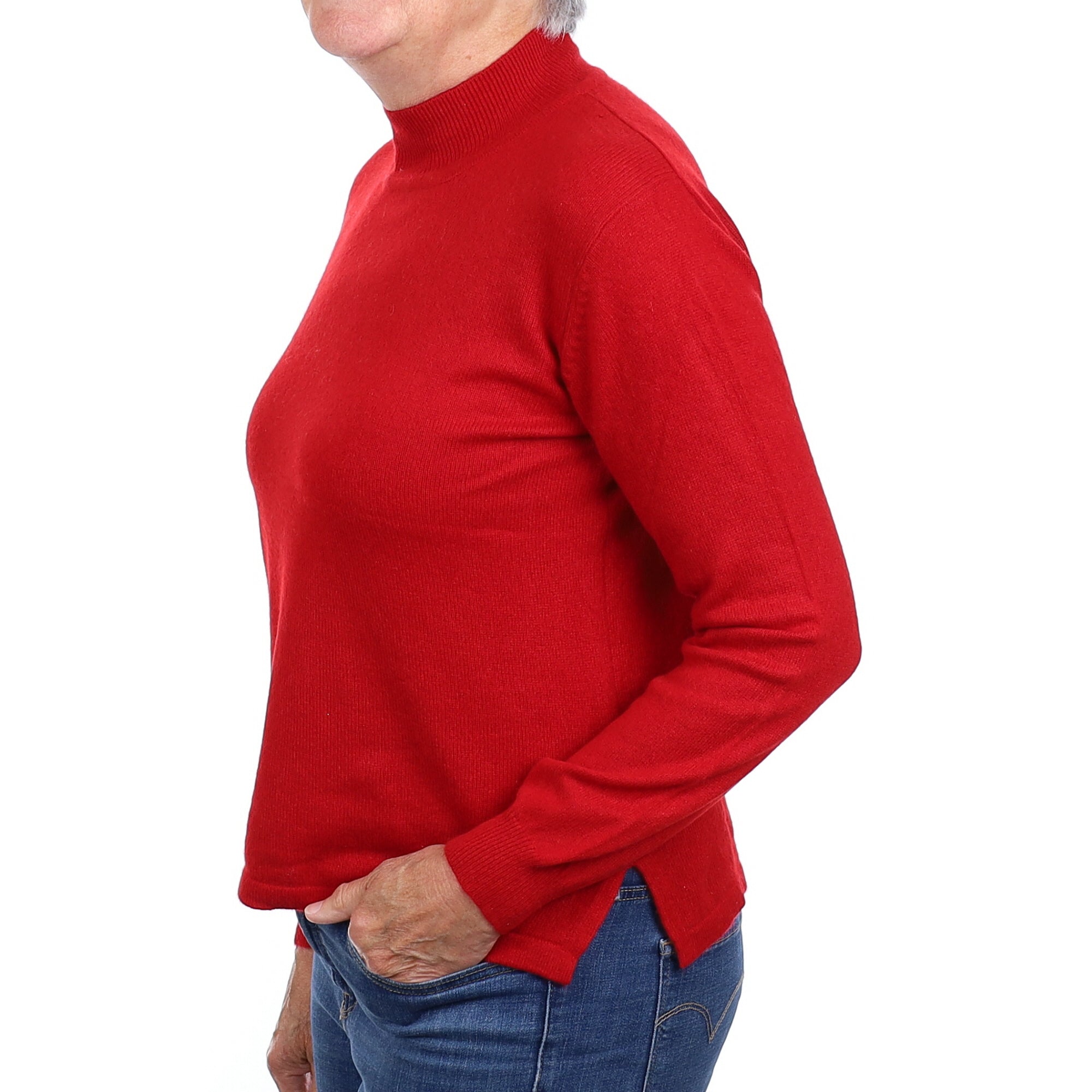 Berry Red Cashmere Turtleneck Jumper Medium